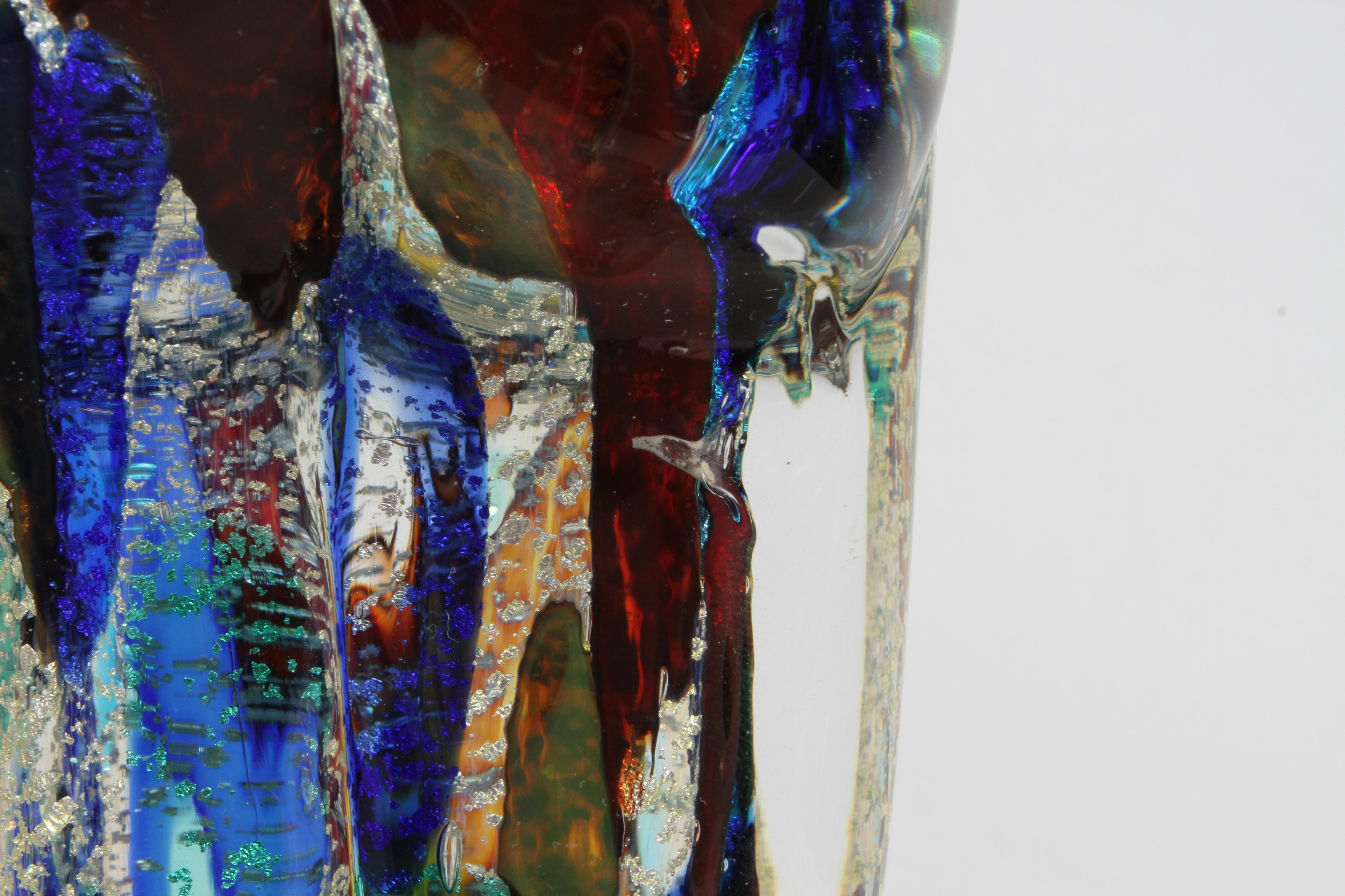 Renato Anatra - Scultura in vetro artistico multicolore di Murano con intreccio di amanti abbracciati in vendita 9
