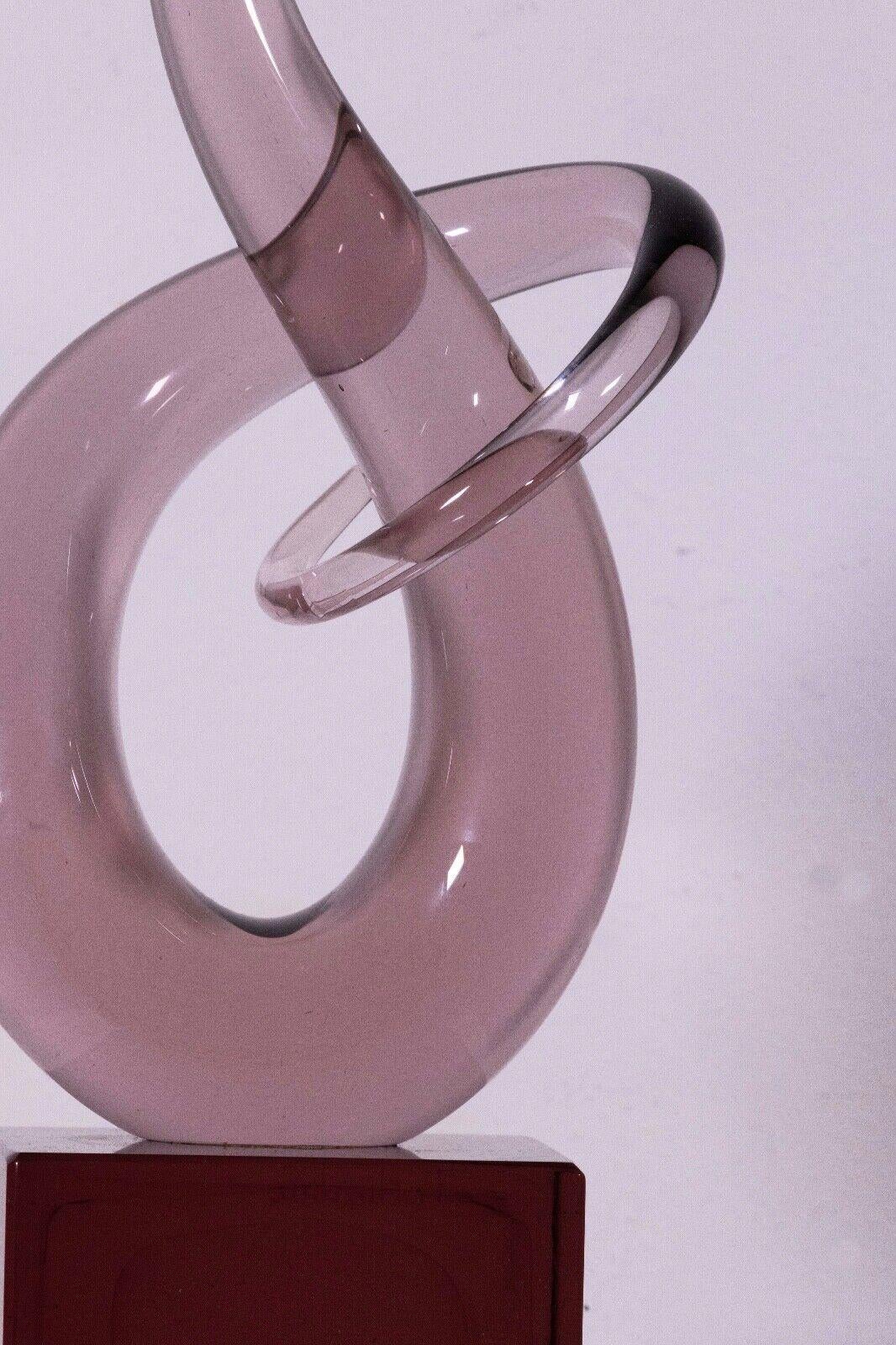 Murano Glass Renato Anatrà Signed Love Knot Italian Murano Purple Glass Sculpture Base 1980s