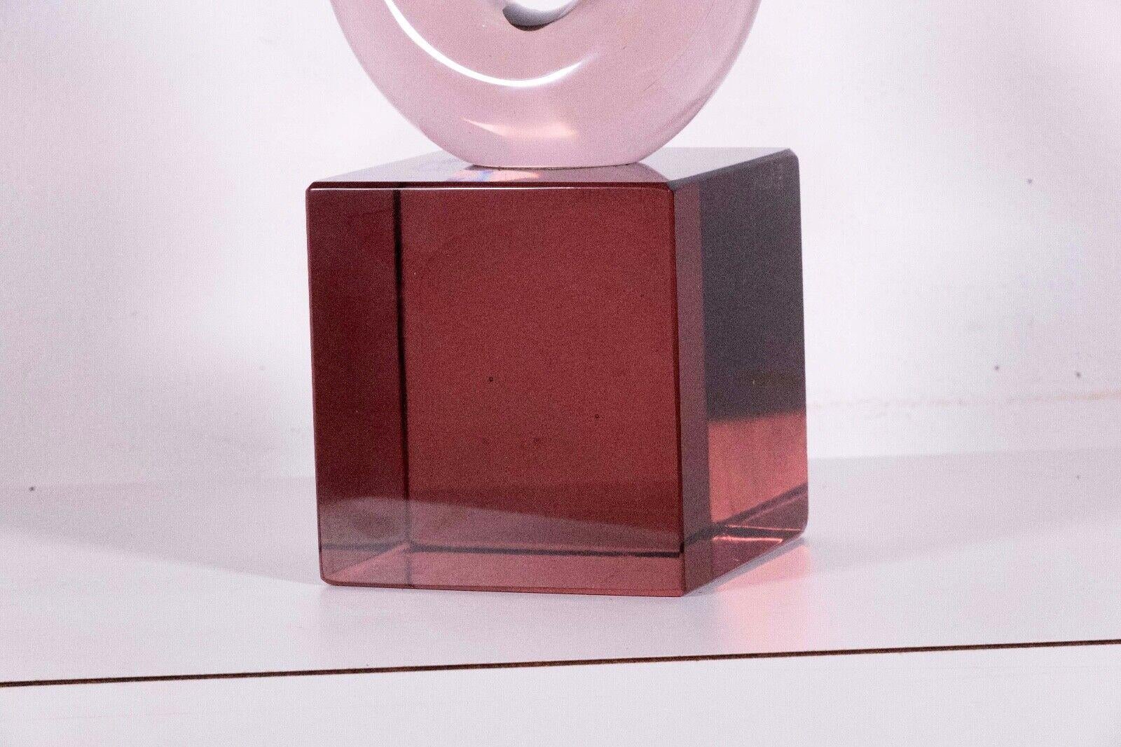 Renato Anatrà Signed Love Knot Italian Murano Purple Glass Sculpture Base 1980s 2