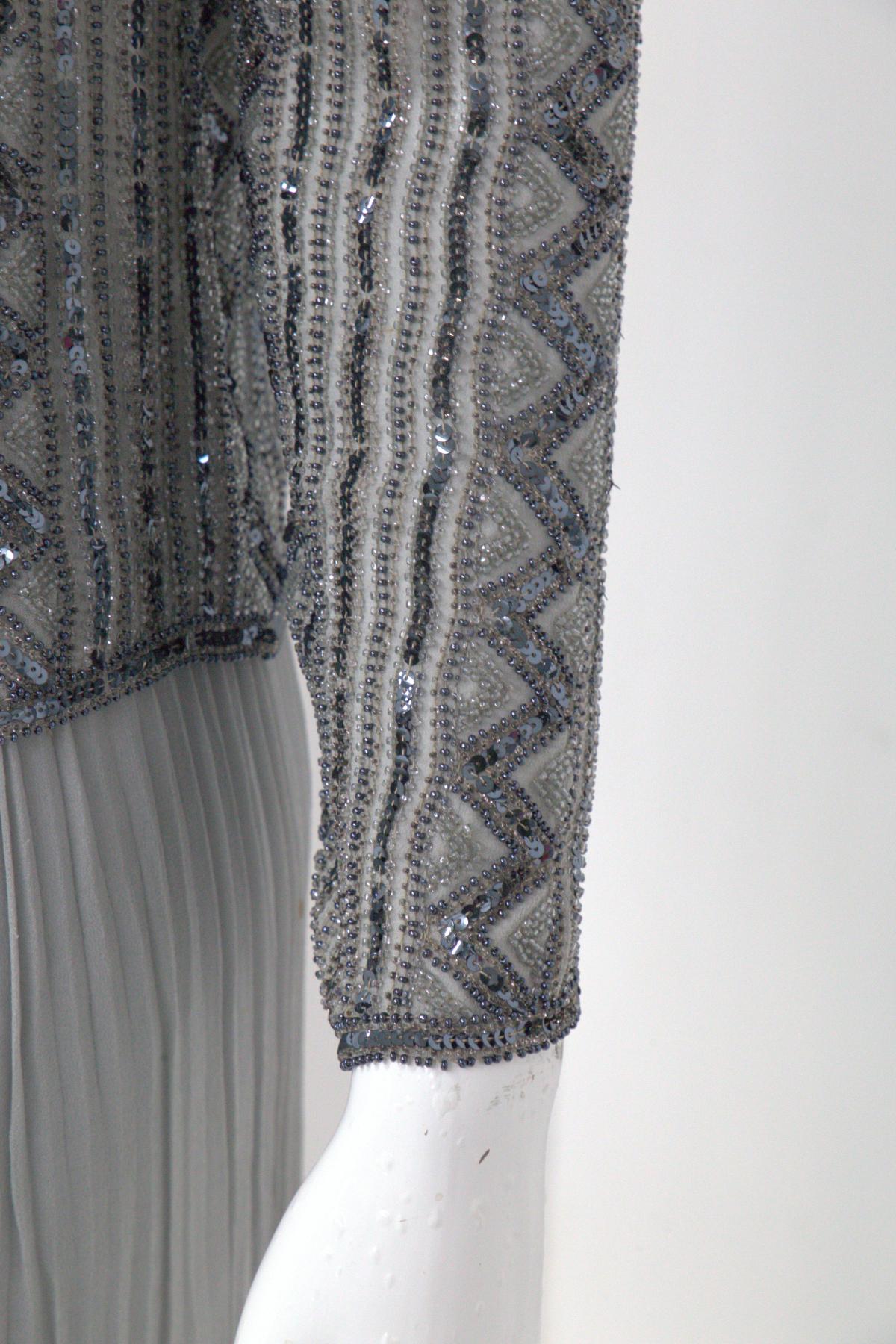 Renato Balestra elegant Gray Sequined Vintage Evening Dress For Sale 6