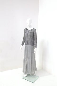 Renato Balestra elegant Gray Sequined Vintage Evening Dress