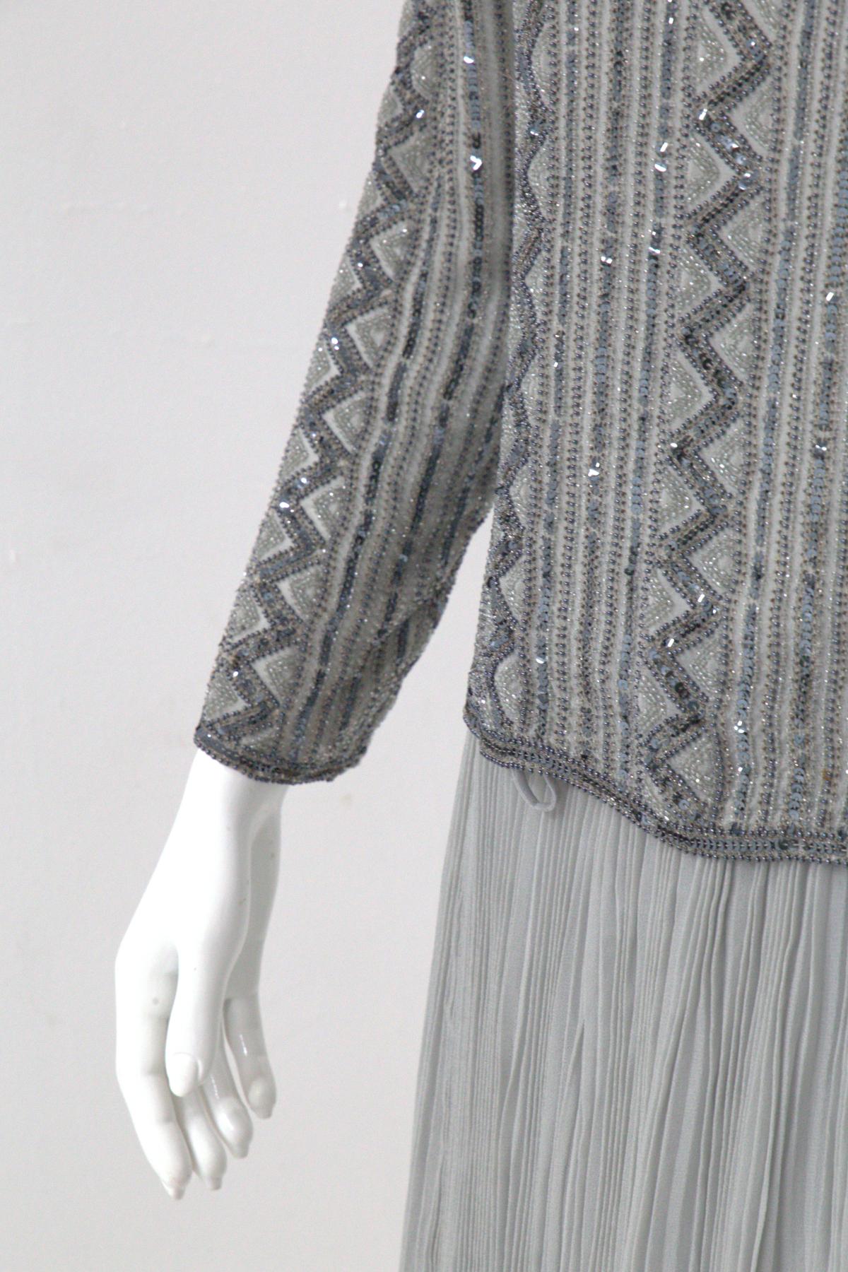 Renato Balestra elegant Gray Sequined Vintage Evening Dress For Sale 1
