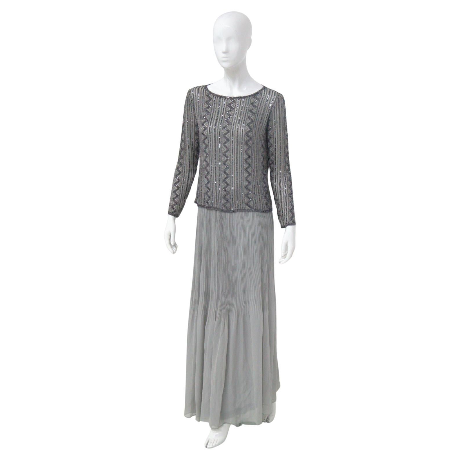 Renato Balestra elegant Gray Sequined Vintage Evening Dress