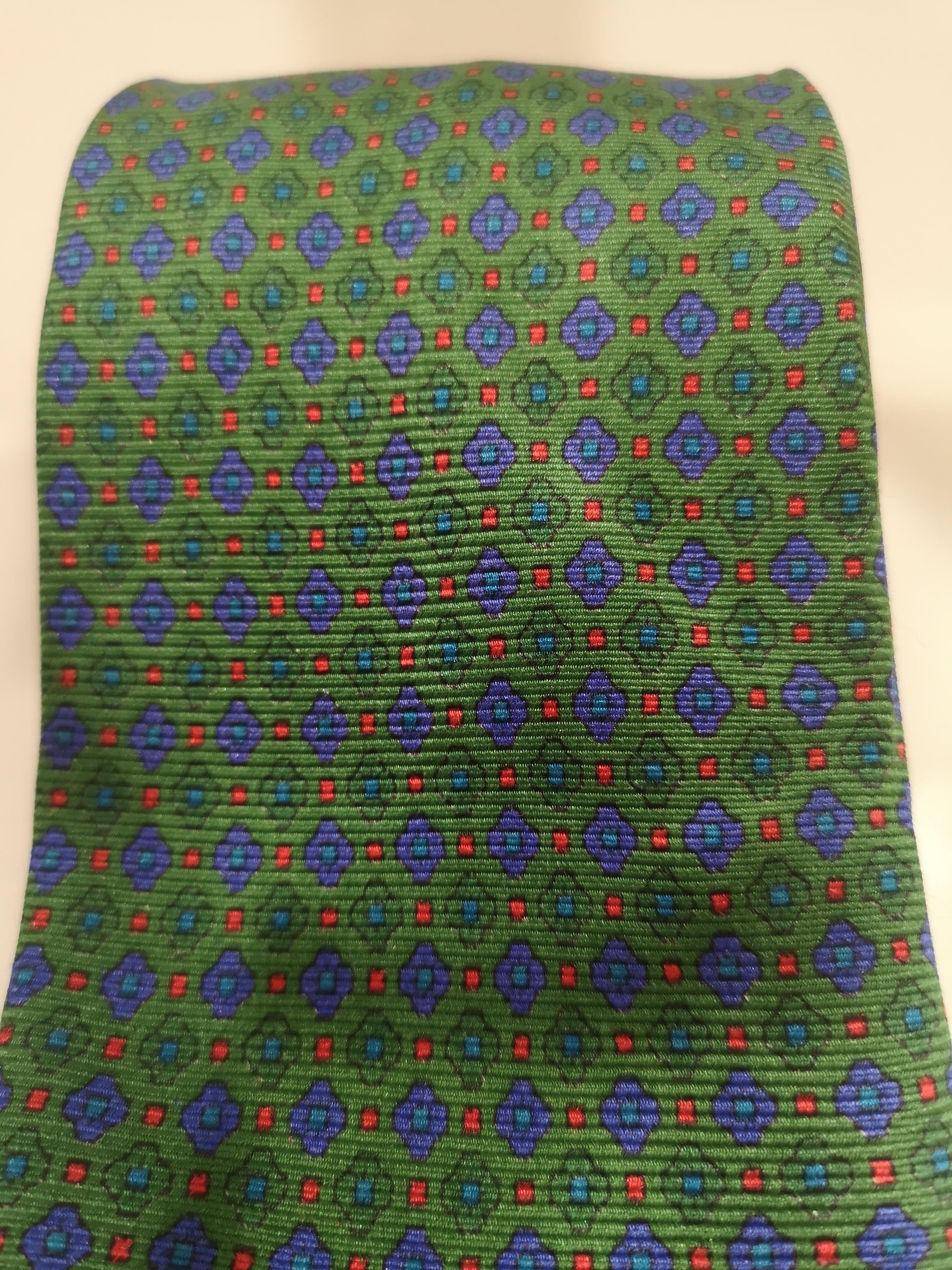Renato Balestra green multicoloured silk tie In Good Condition In Capri, IT