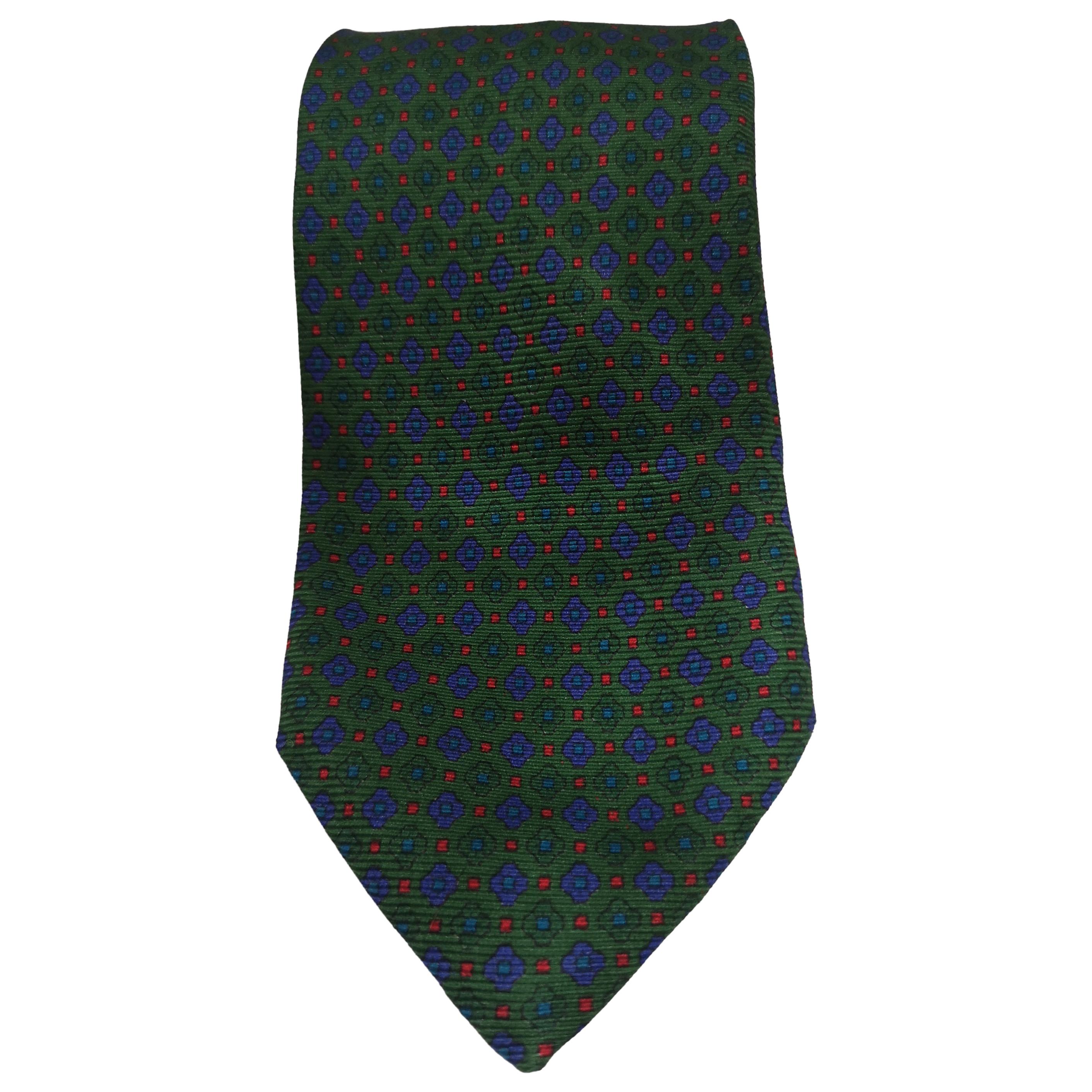 Renato Balestra green multicoloured silk tie