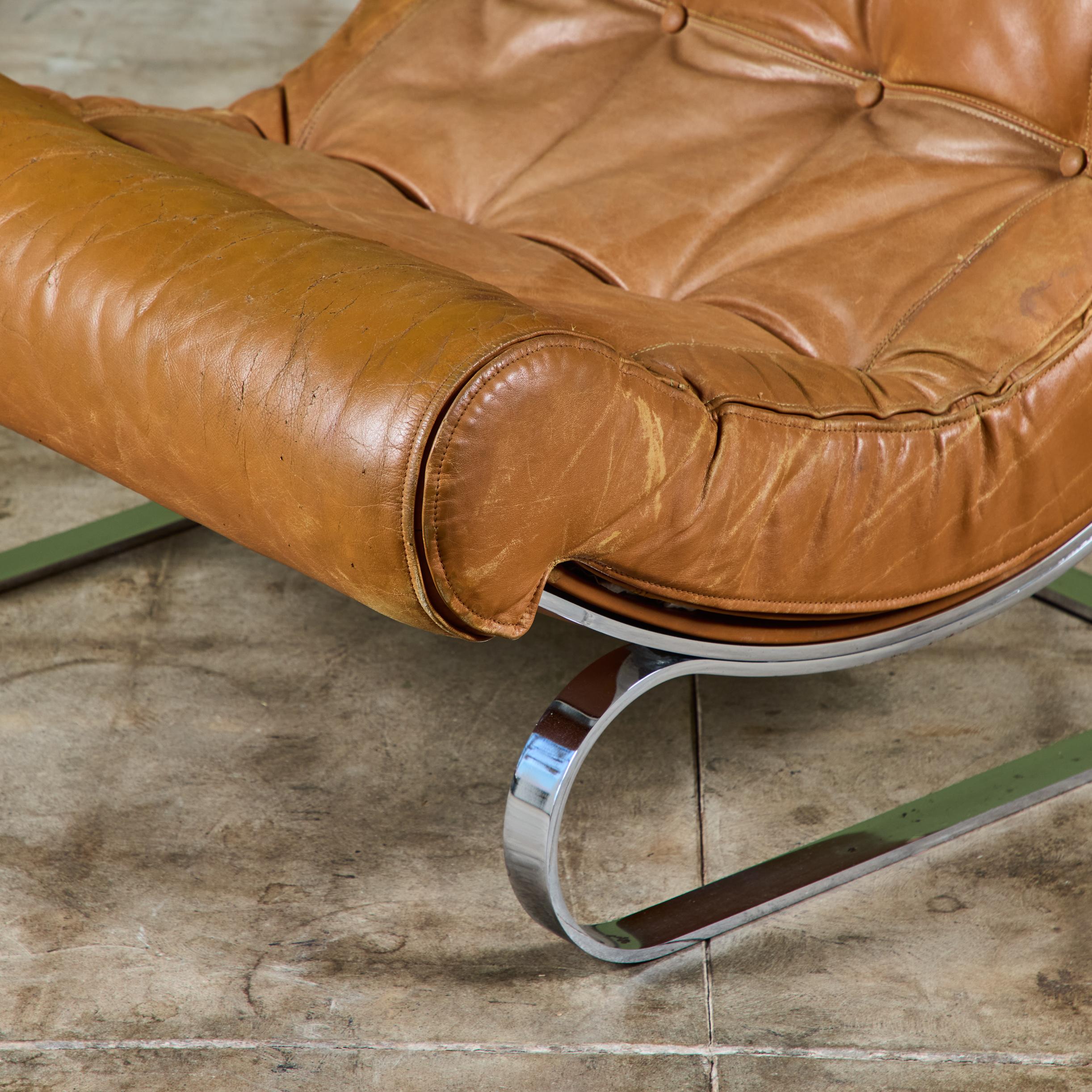 Mid-Century Modern Renato Balestra Leather Lounge Chair for Cinova