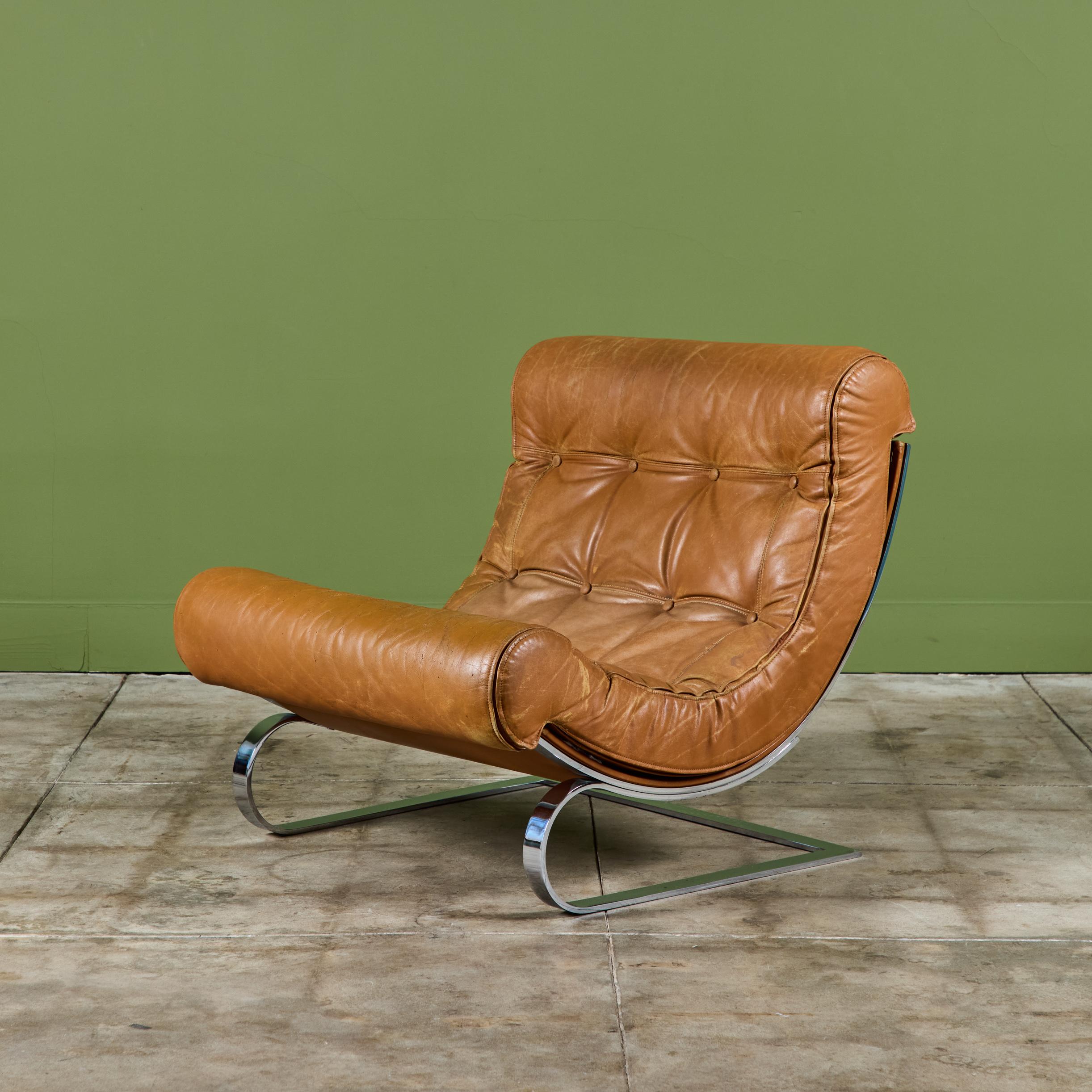 Italian Renato Balestra Leather Lounge Chair for Cinova