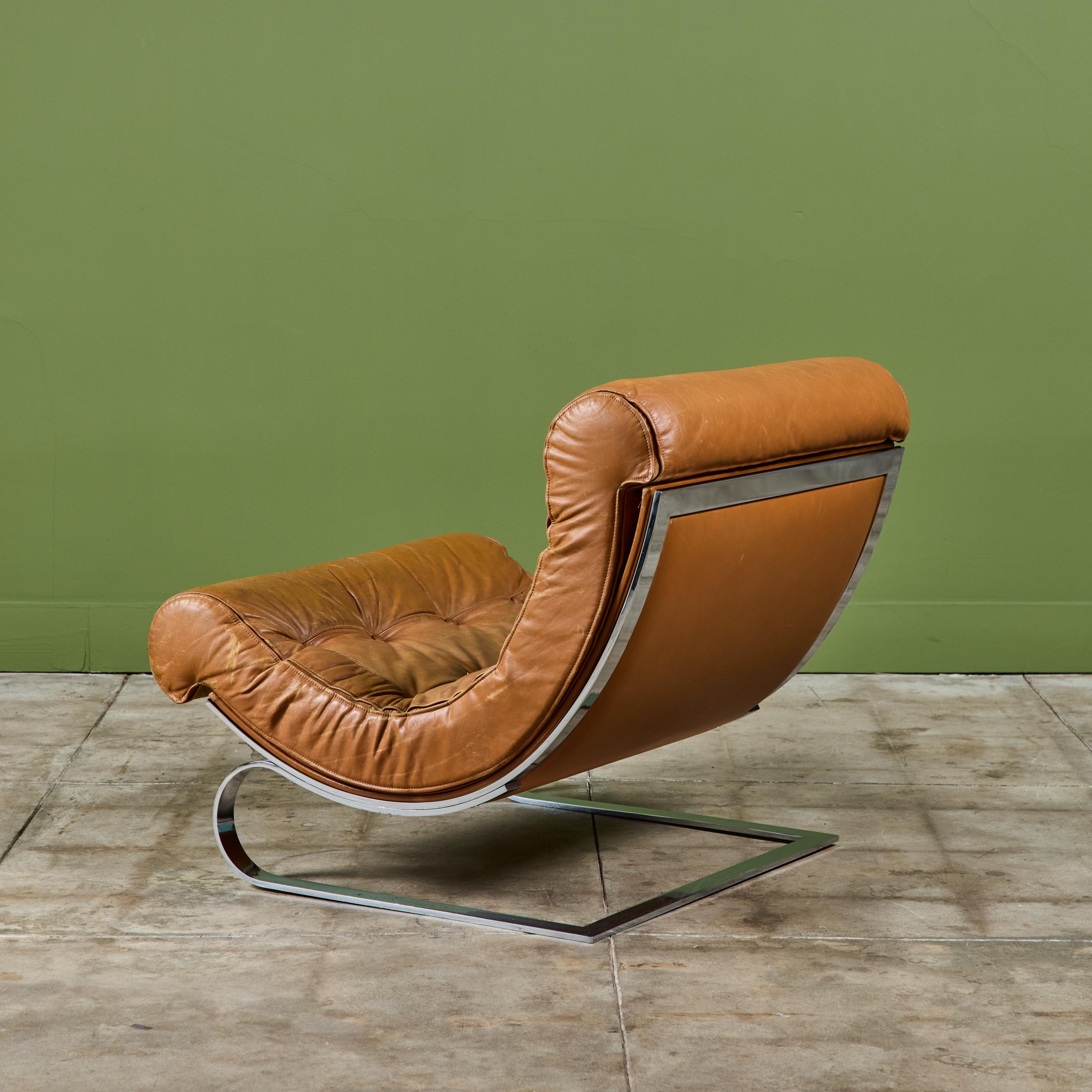 Late 20th Century Renato Balestra Leather Lounge Chair for Cinova