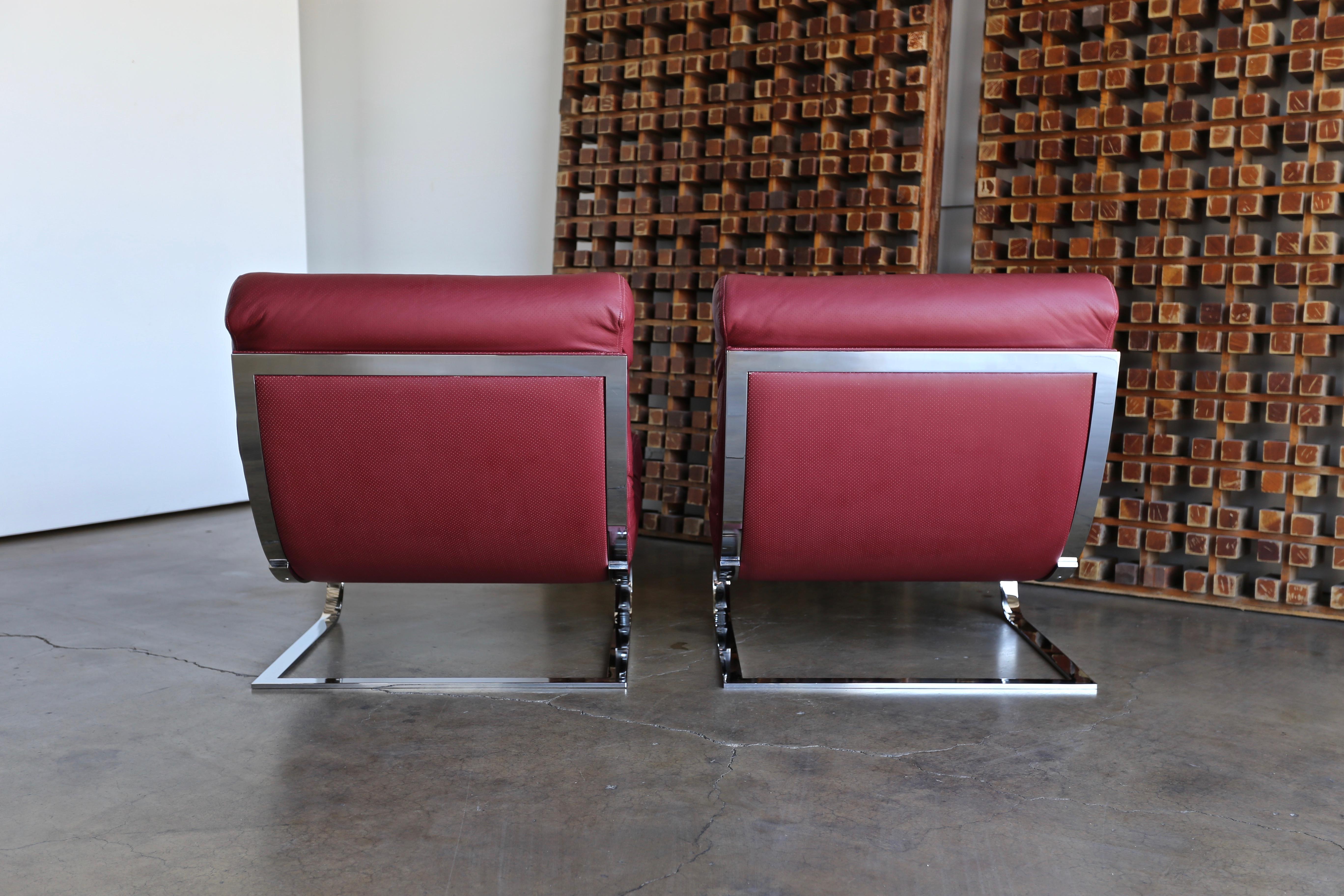 Renato Balestra Leather Lounge Chairs for Cinova Italy, circa 1970 3