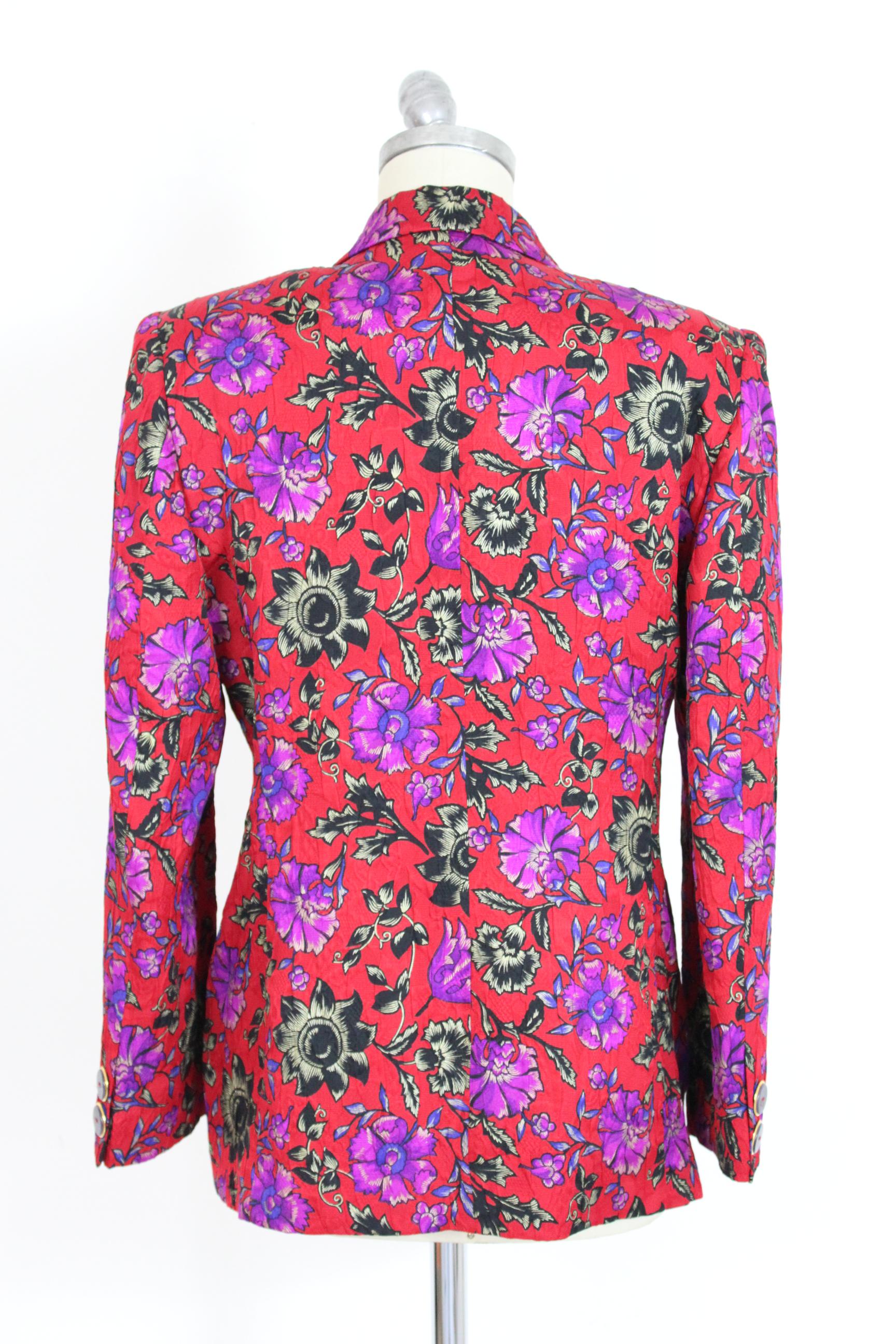 Renato Balestra Red Violet Wool Floral Evening Skirt Suit  1