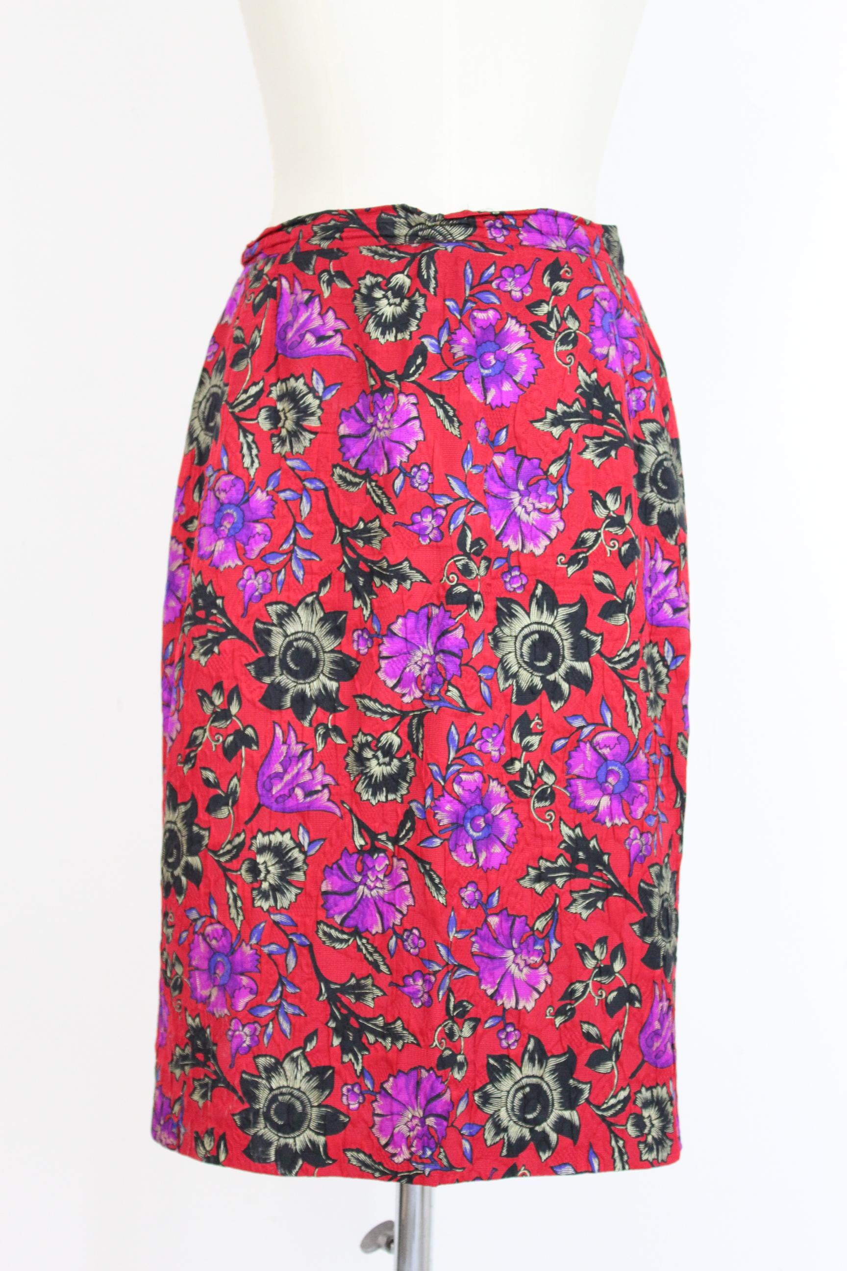 Renato Balestra Red Violet Wool Floral Evening Skirt Suit  2