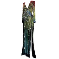 Renato Balestra Roma Couture Abito da sera con perline trasparenti Taglia 42IT