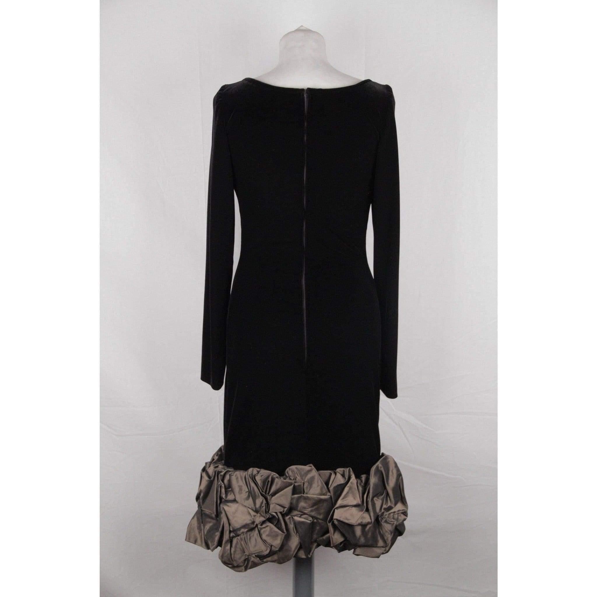 RENATO BALESTRA Vintage Velvet LONG SLEEVE DRESS Ruffled Hem In Excellent Condition In Rome, Rome