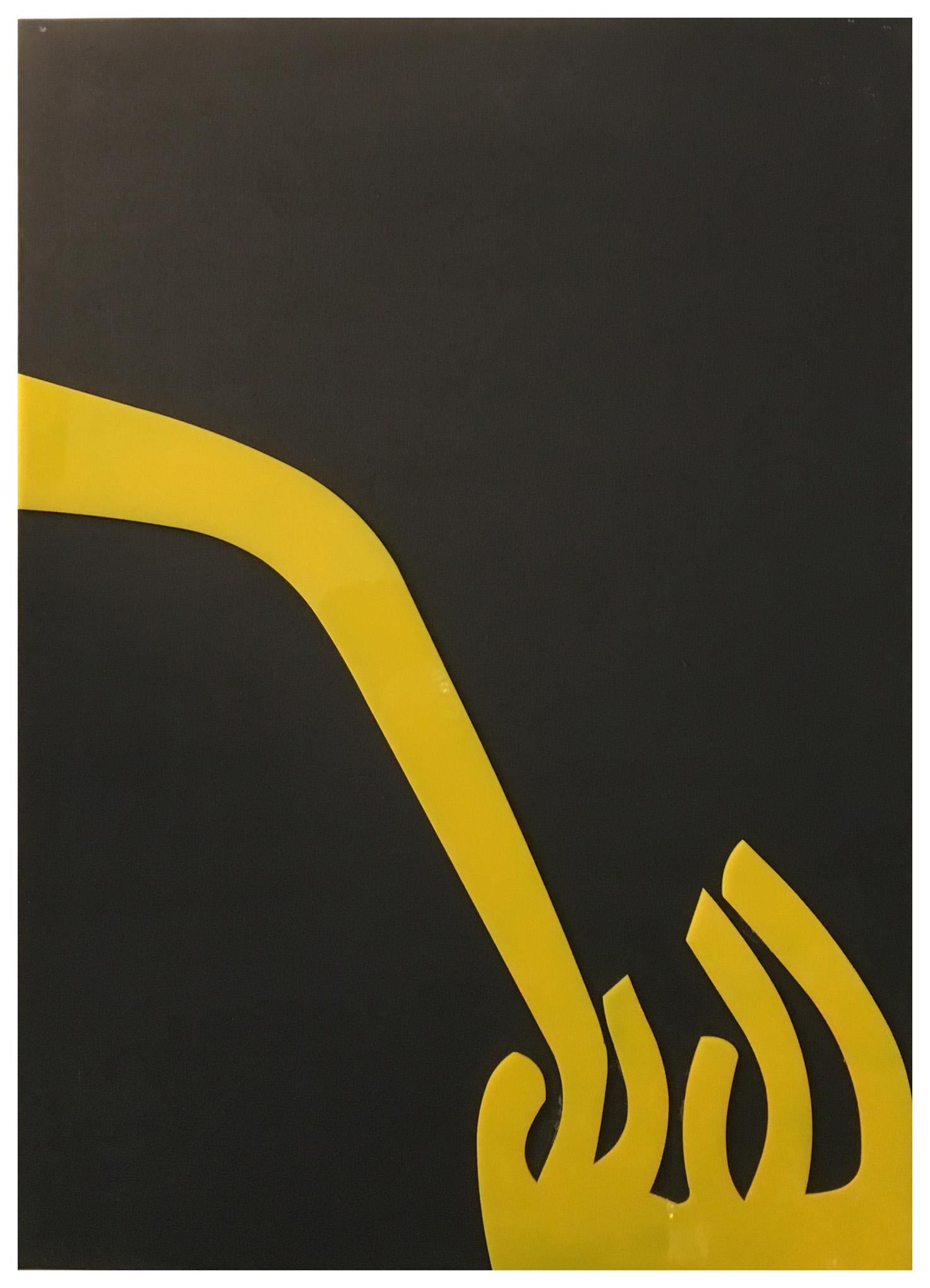 UNTITLED - Yellow plexiglass on canvas, signed and dated Renato Barisani 2003