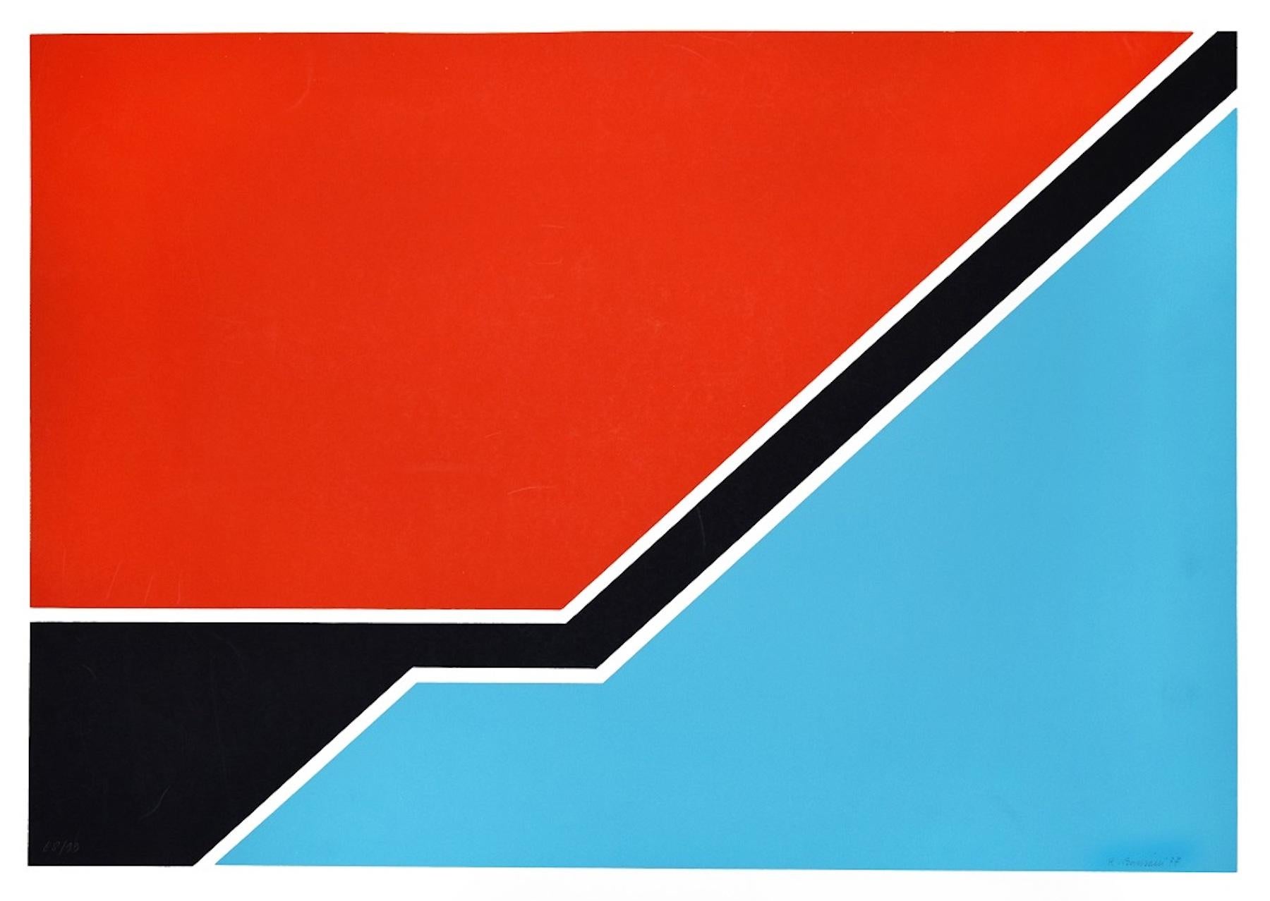 Sky Blue And Red Composition is an original mixed colored serigraph realized by Renato Barisani in 1977

The artwork is hand-signed and dated in pencil by the artist on the lower right. Numbered on lower left. Edition of 68/99.

Good