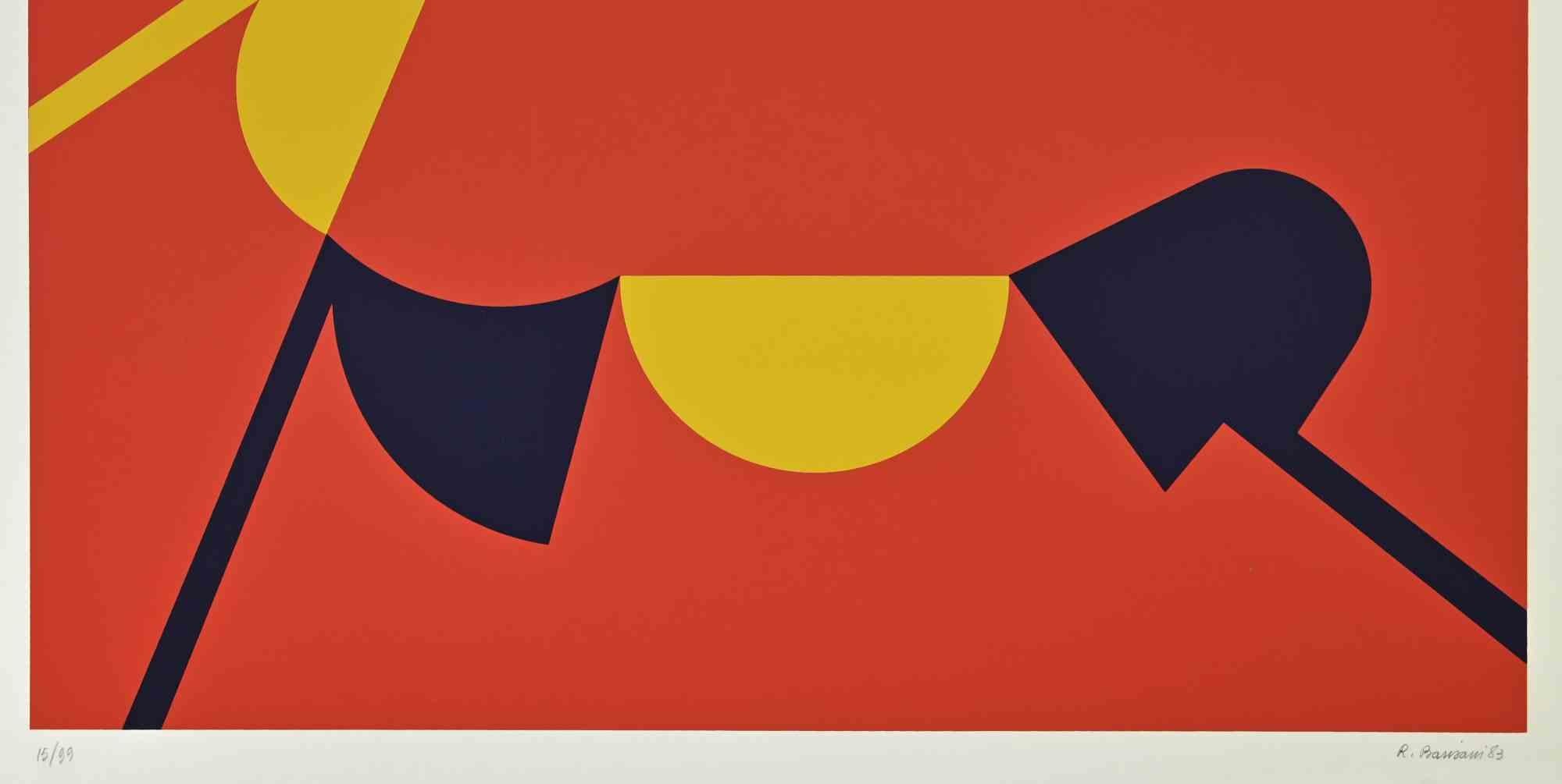 La composizione rossa - Serigrafia di Renato Barisani - 1983 in vendita 1