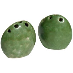 Renato Bassoli by Il Sestante Italian Midcentury Green Pottery Sculptures
