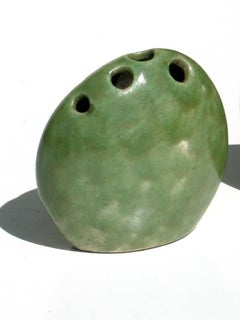 Renato Bassoli by Il Sestante Italian Midcentury Green Pottery Sculptures