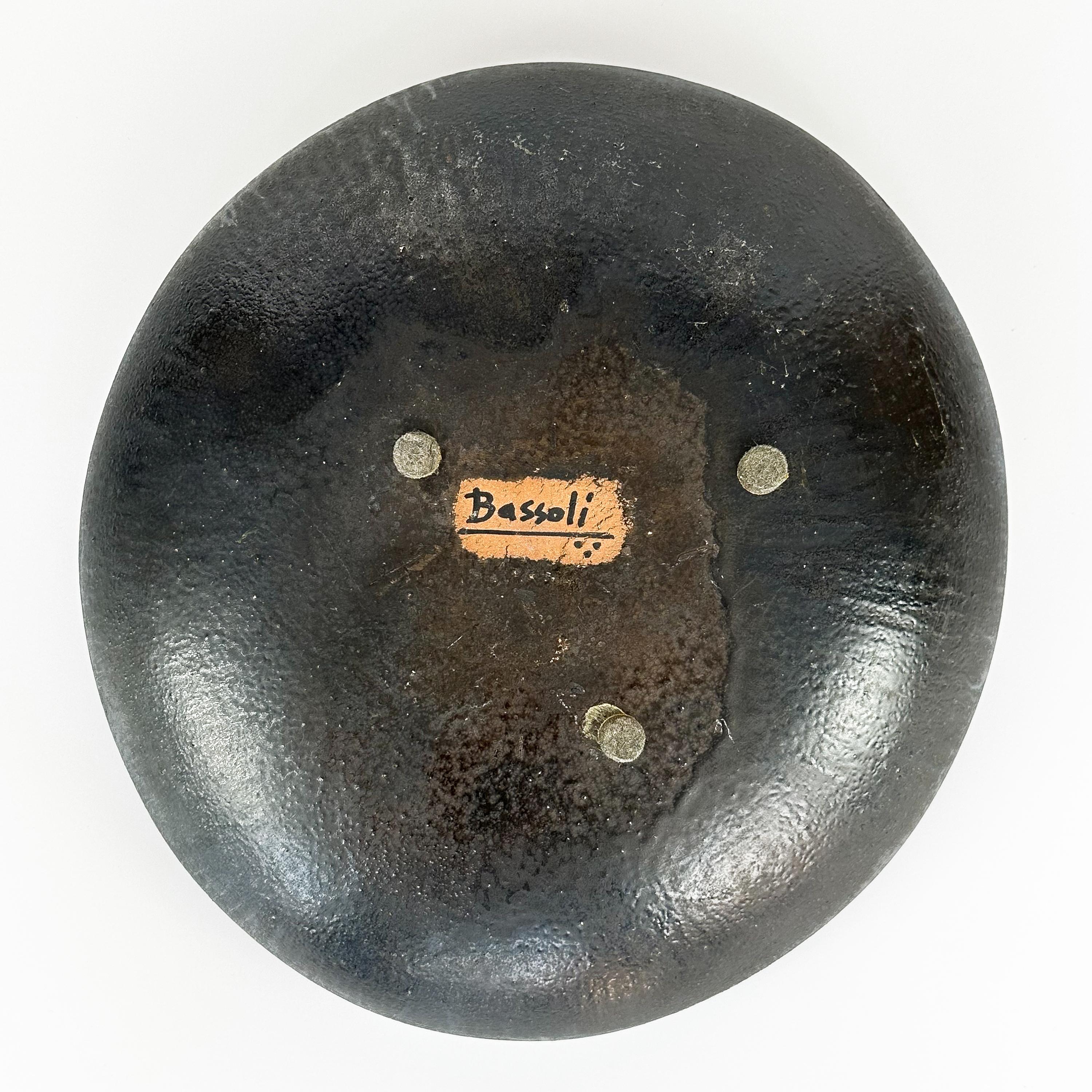 Renato Bassoli Large 'I Sassi' Blue Ceramic Centerpiece Bowl 8