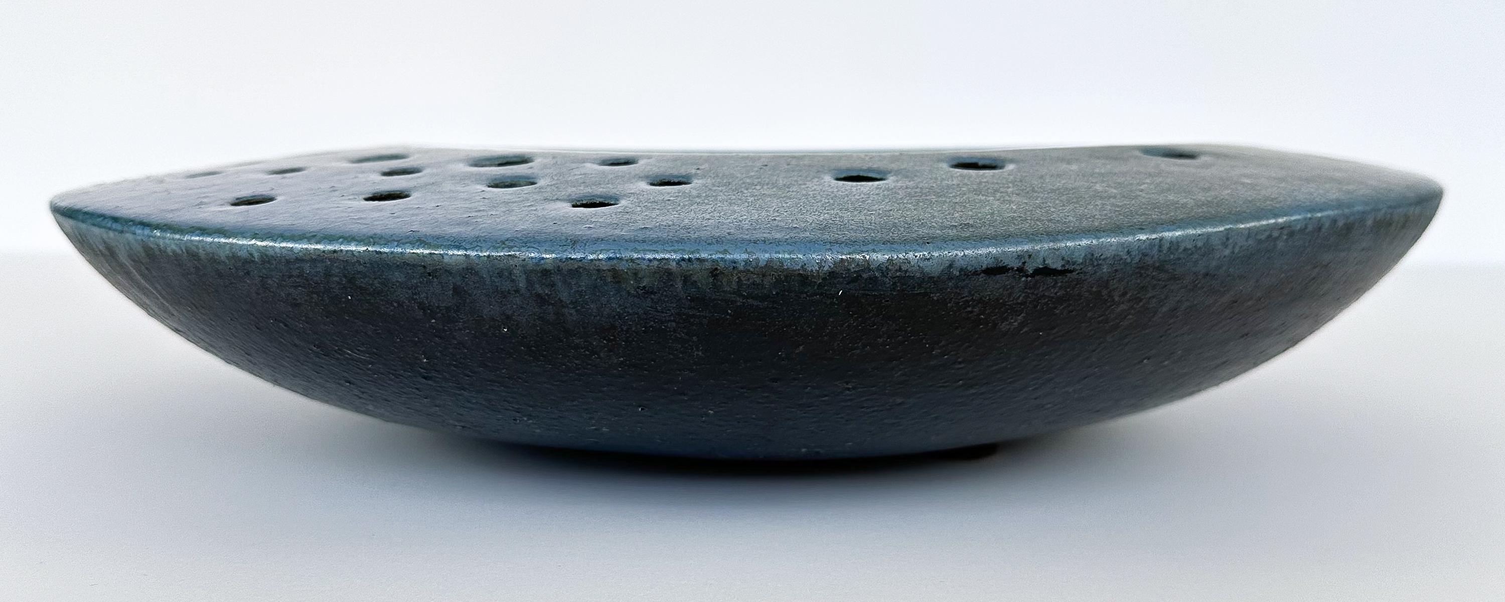 Italian Renato Bassoli Large 'I Sassi' Blue Ceramic Centerpiece Bowl