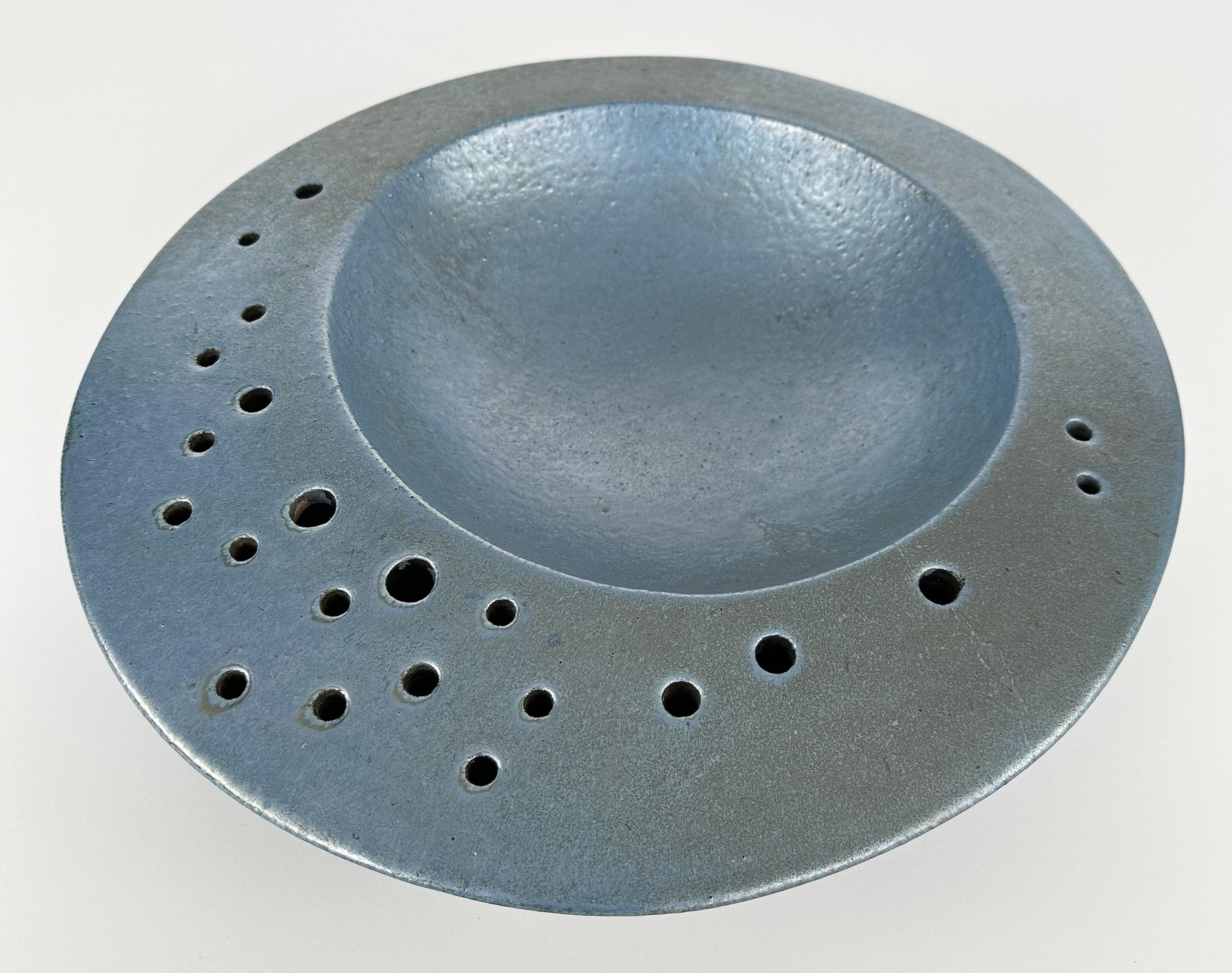 Glazed Renato Bassoli Large 'I Sassi' Blue Ceramic Centerpiece Bowl