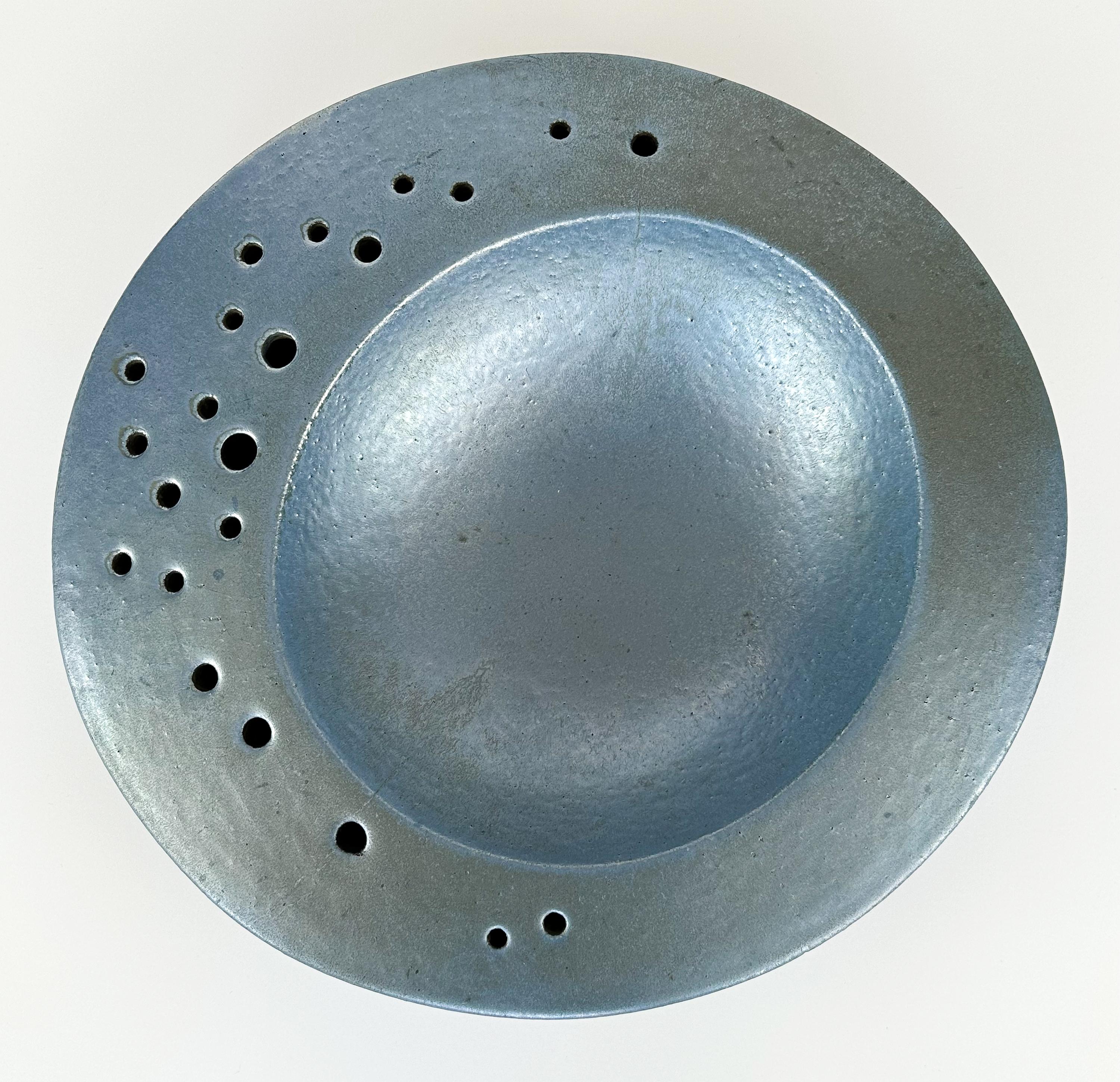 Renato Bassoli Large 'I Sassi' Blue Ceramic Centerpiece Bowl In Good Condition In Chicago, IL