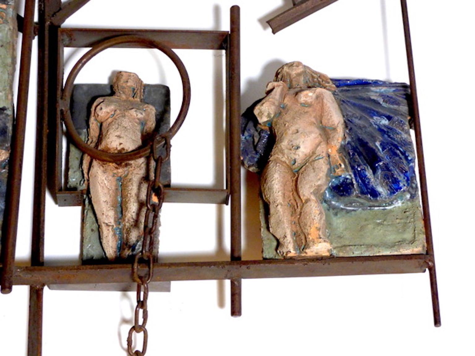 Enameled Mid - Century Italian Sculpture by Renato Bassoli For Sale