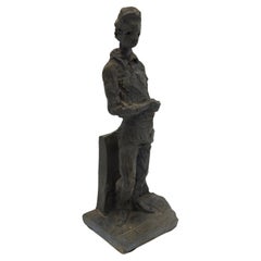 Vintage Renato Bassoli Stone Soldier Sculpture, Signed 1955