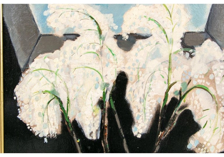 European Renato Borsato 'Italian, 1927-2013' Midcentury Oil on Canvas of White Lillies