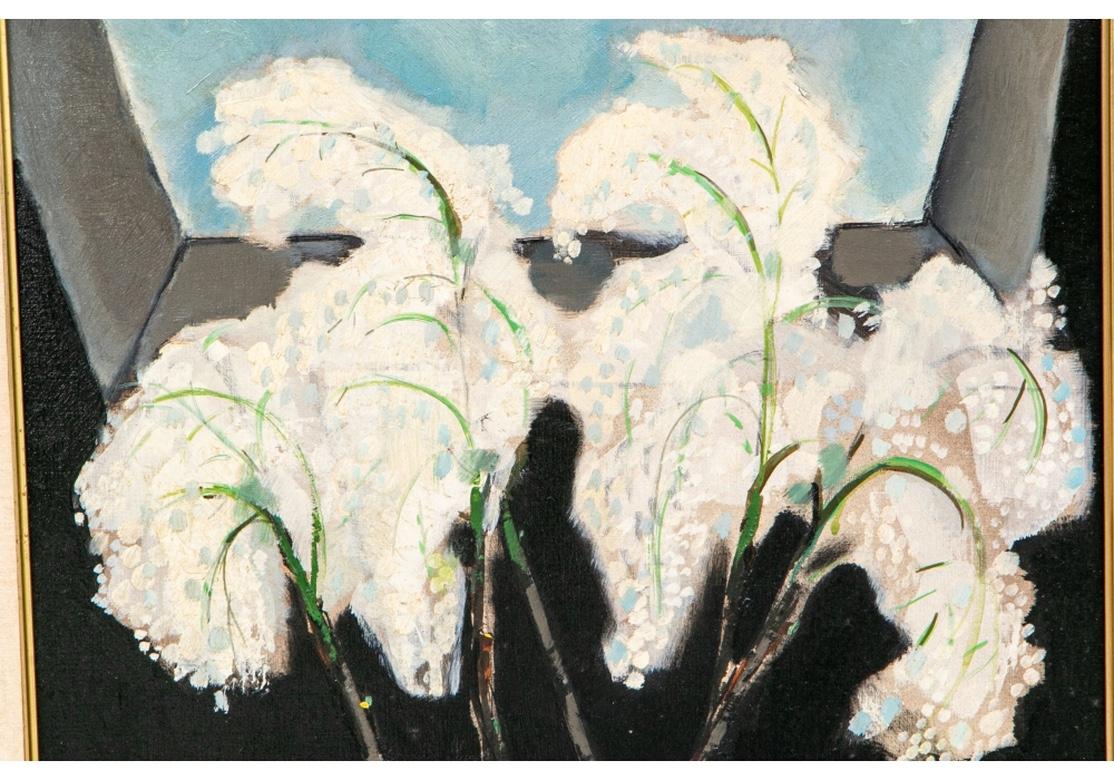 Hand-Painted Renato Borsato 'Italian, 1927-2013' Midcentury Oil on Canvas of White Lillies