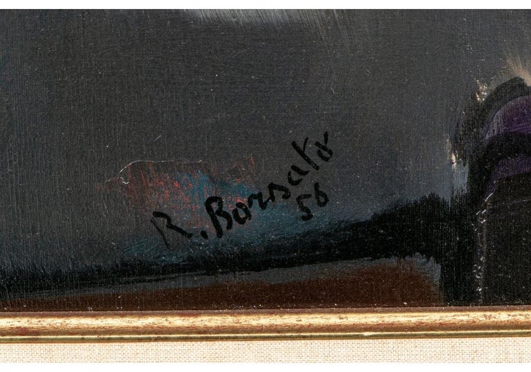 Renato Borsato 'Italian, 1927-2013' Midcentury Oil on Canvas of White Lillies In Good Condition In Bridgeport, CT