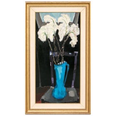 Renato Borsato 'Italian, 1927-2013' Midcentury Oil on Canvas of White Lillies