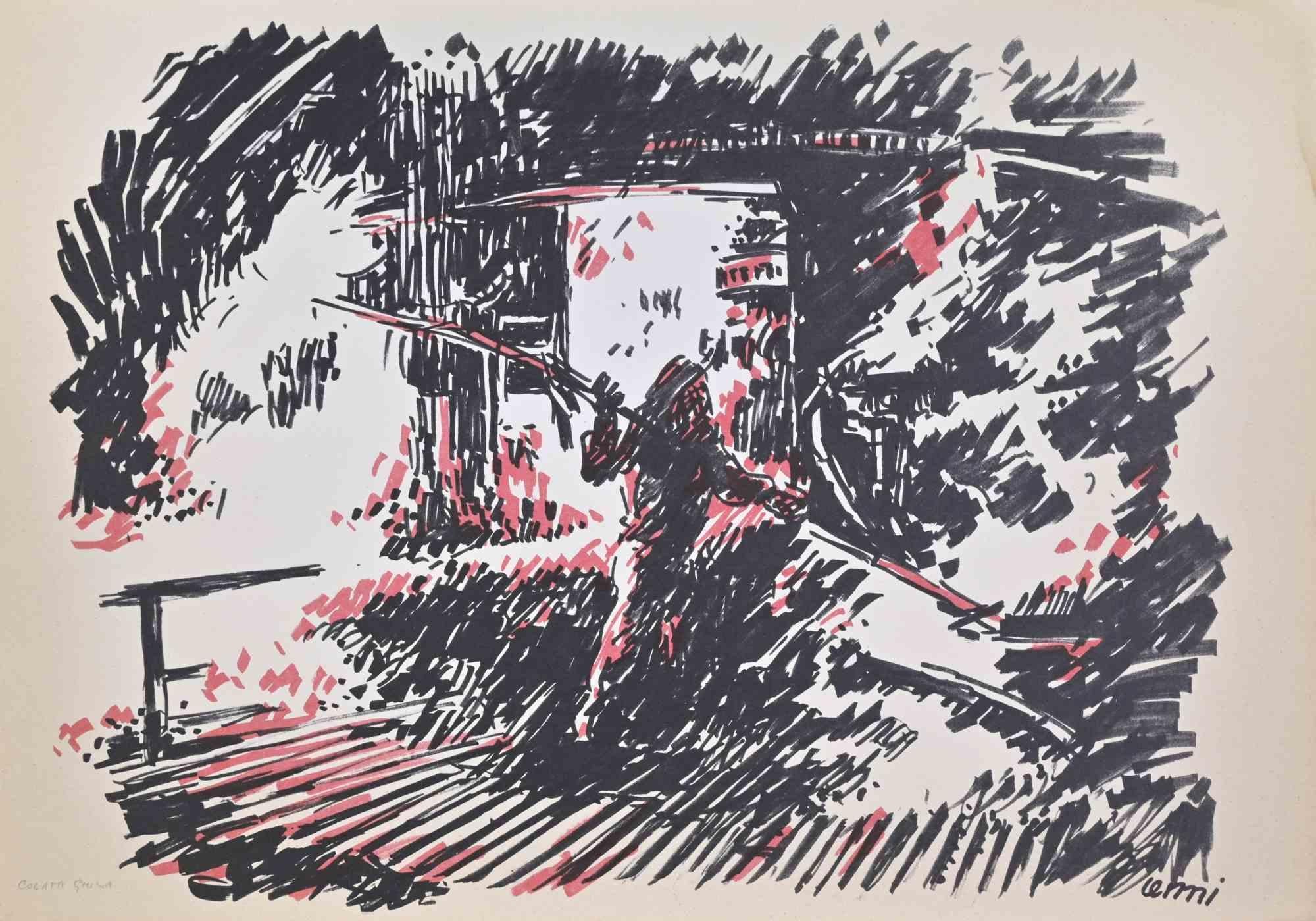Gusseisen – Lithographie von Renato Cenni – 1970er Jahre