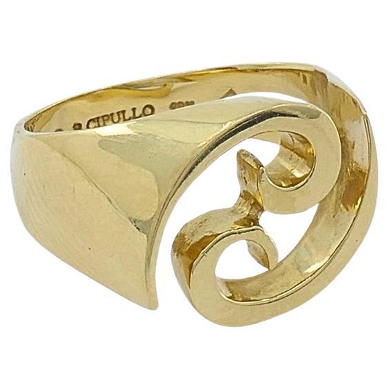 Renato Cipullo 18k Gold Sculptural Swirl Ring in vendita