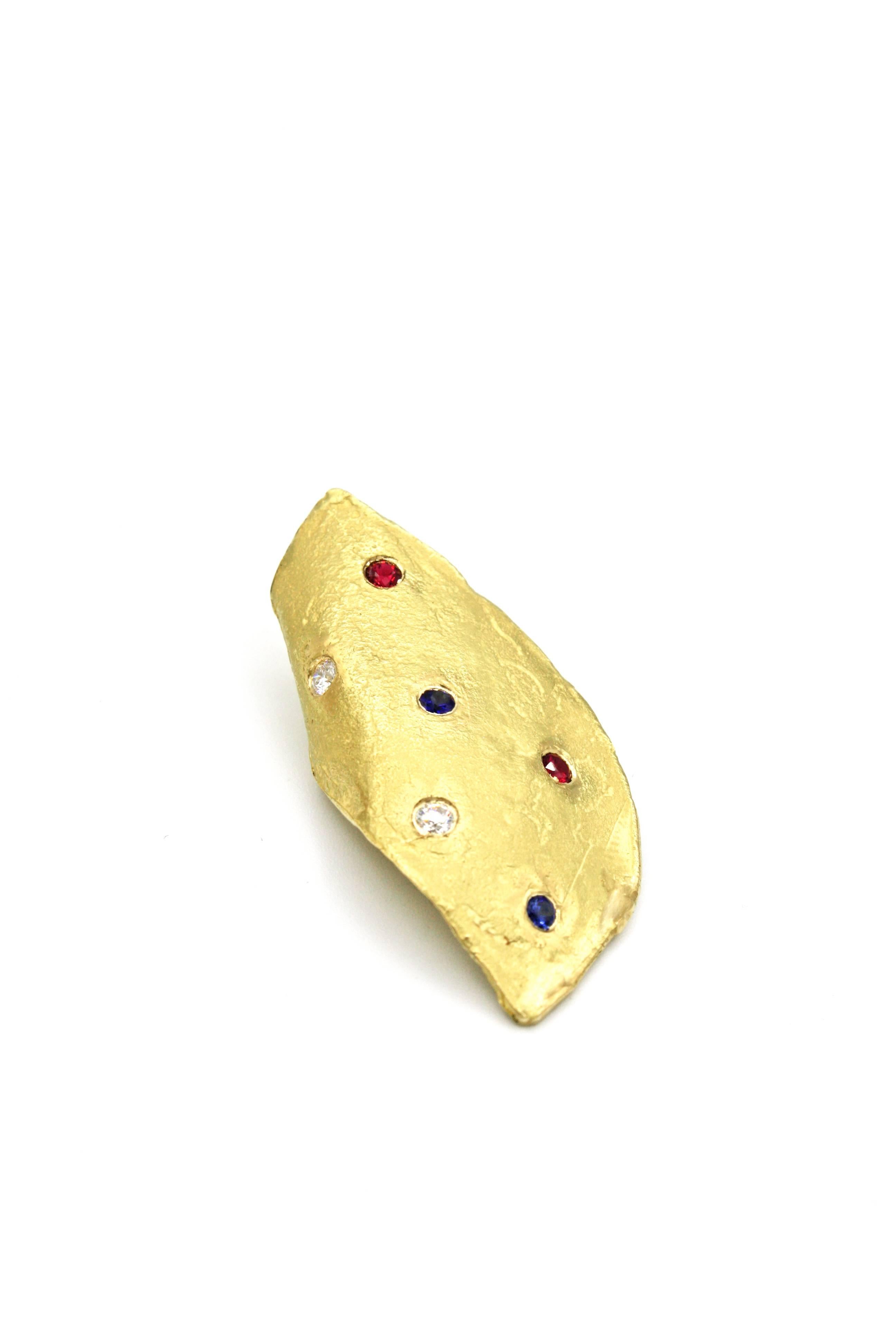 Women's Renato Cipullo Ruby Sapphire Diamond Gold Earrings  For Sale