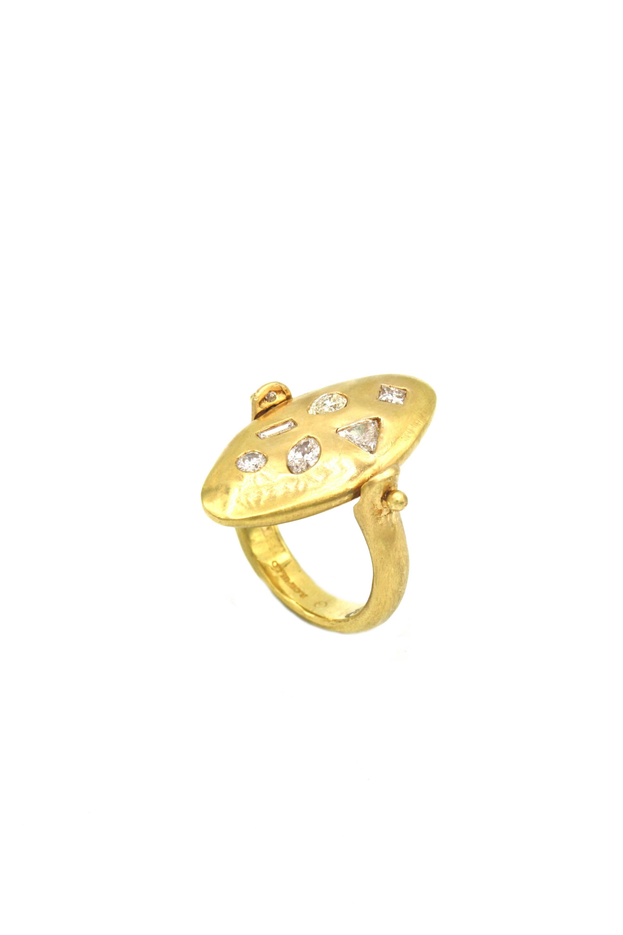 Renato Cipullo Multi Stone Gold Reversible Ring In New Condition For Sale In New York, NY
