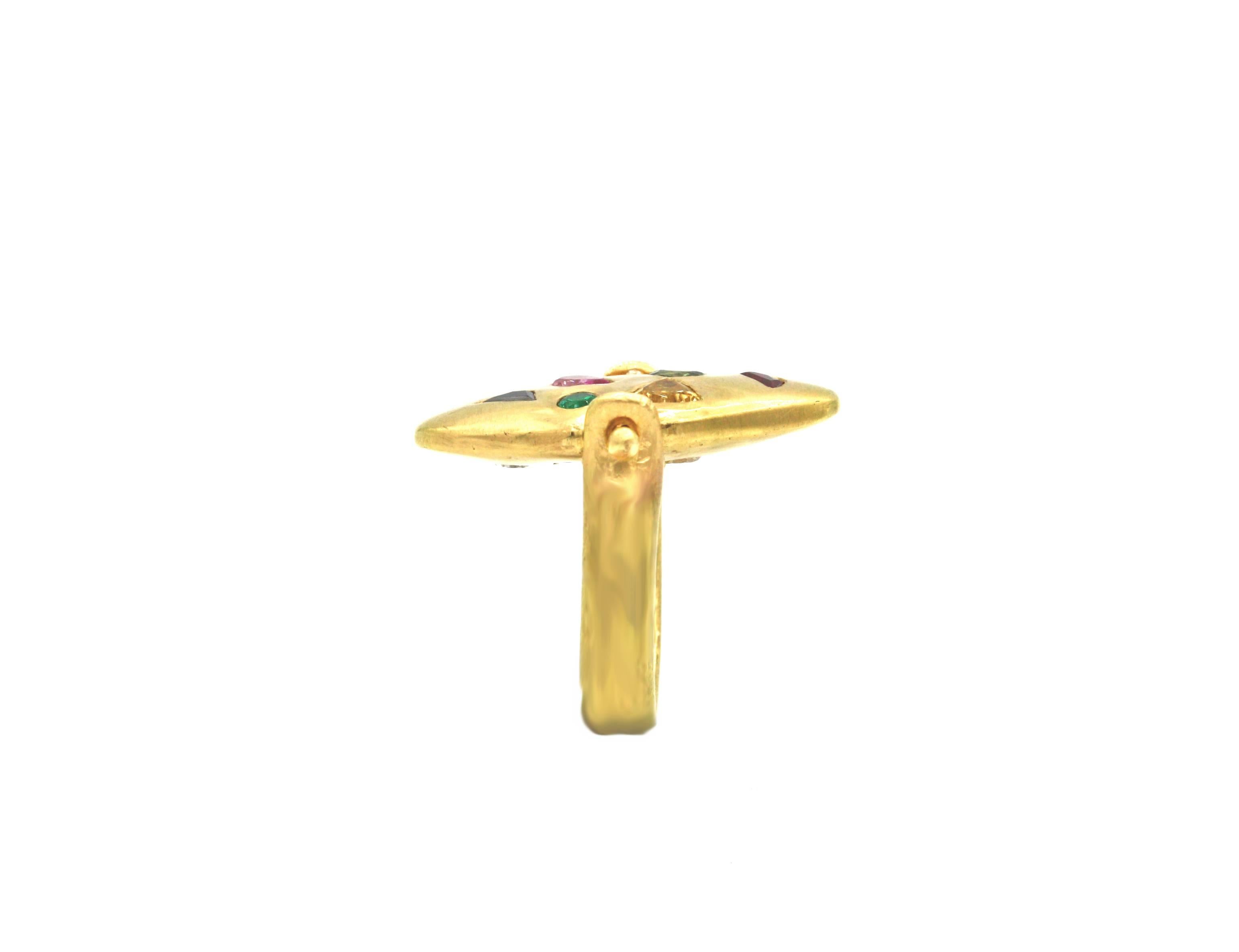 Women's Renato Cipullo Multi Stone Gold Reversible Ring For Sale