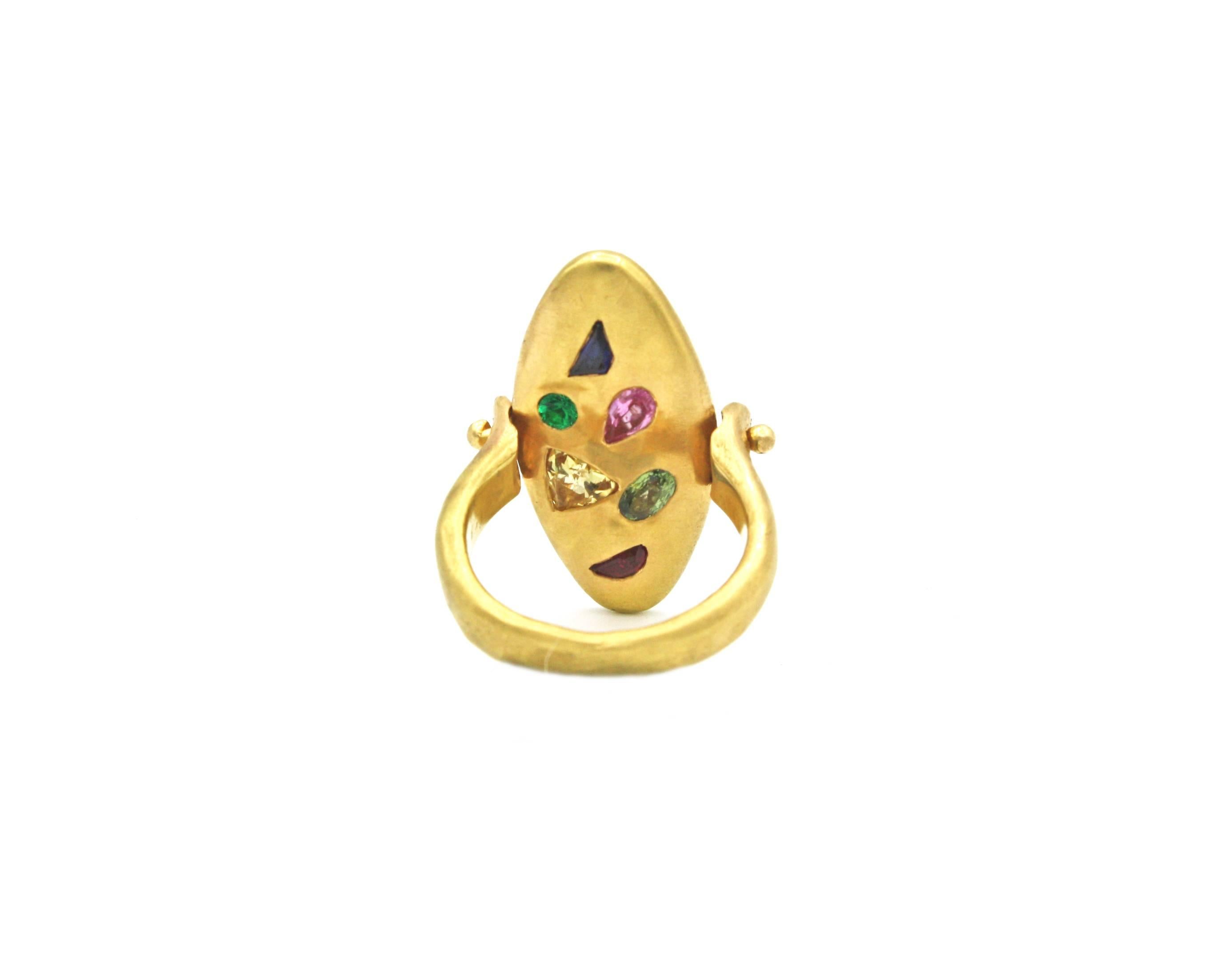 Renato Cipullo Multi Stone Gold Reversible Ring For Sale 1