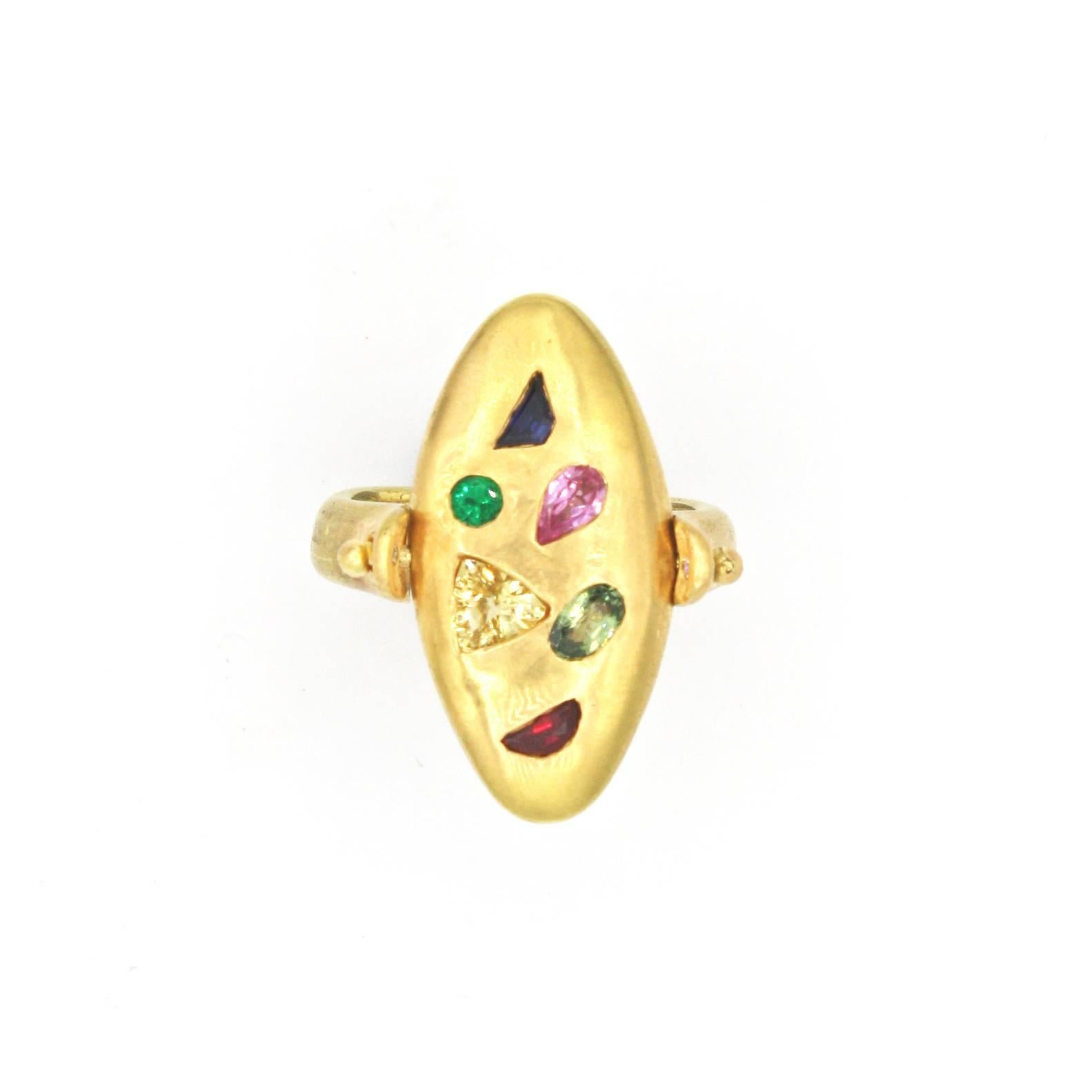 Renato Cipullo Multi Stone Gold Reversible Ring For Sale