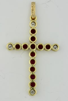 Renato Cipullo Ruby and Diamond Cross Pendant