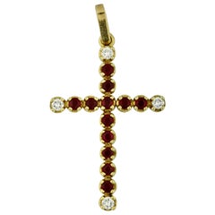 Renato Cipullo Ruby and Diamond Cross Pendant