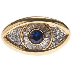 Renato Cipullo Sapphire, Gold and Platinum Eye on the Right Hand Ring