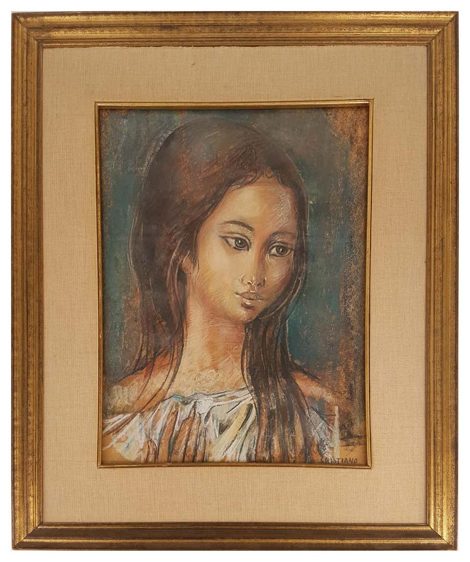 Renato Cristiano - Portrait of woman - Original Pastel by Renato ...
