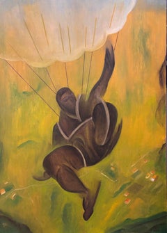 "Parachutist " Oil on Board cm. 50 x 60 1940