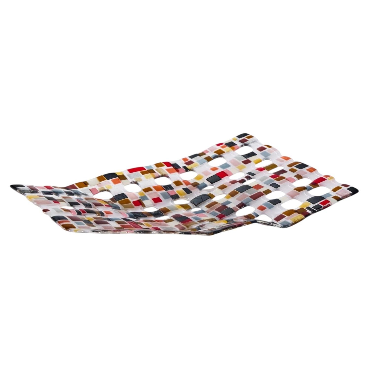 Renato Foti Large Fused Art Glass Tray For Sale
