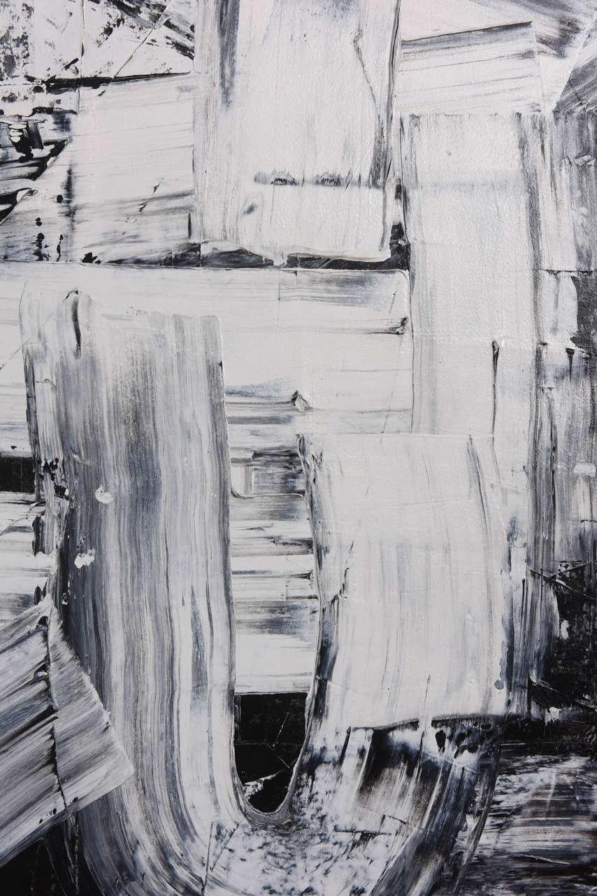 North American Renato Freitas Original Oil on Canvas, 2015, Black and White Two For Sale