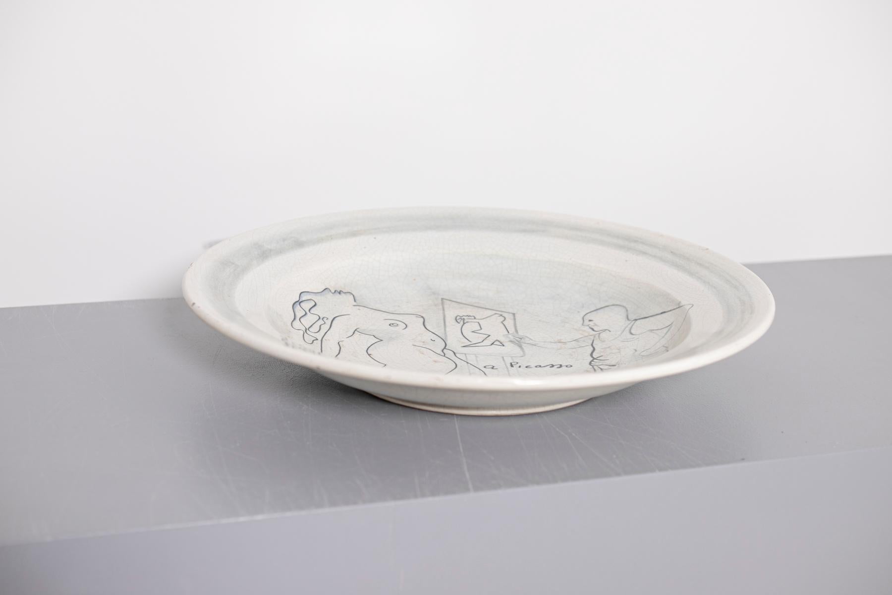 Renato Guttuso Ceramic Centre Dish as a Homage to Picasso, Numerd, 1980s 7