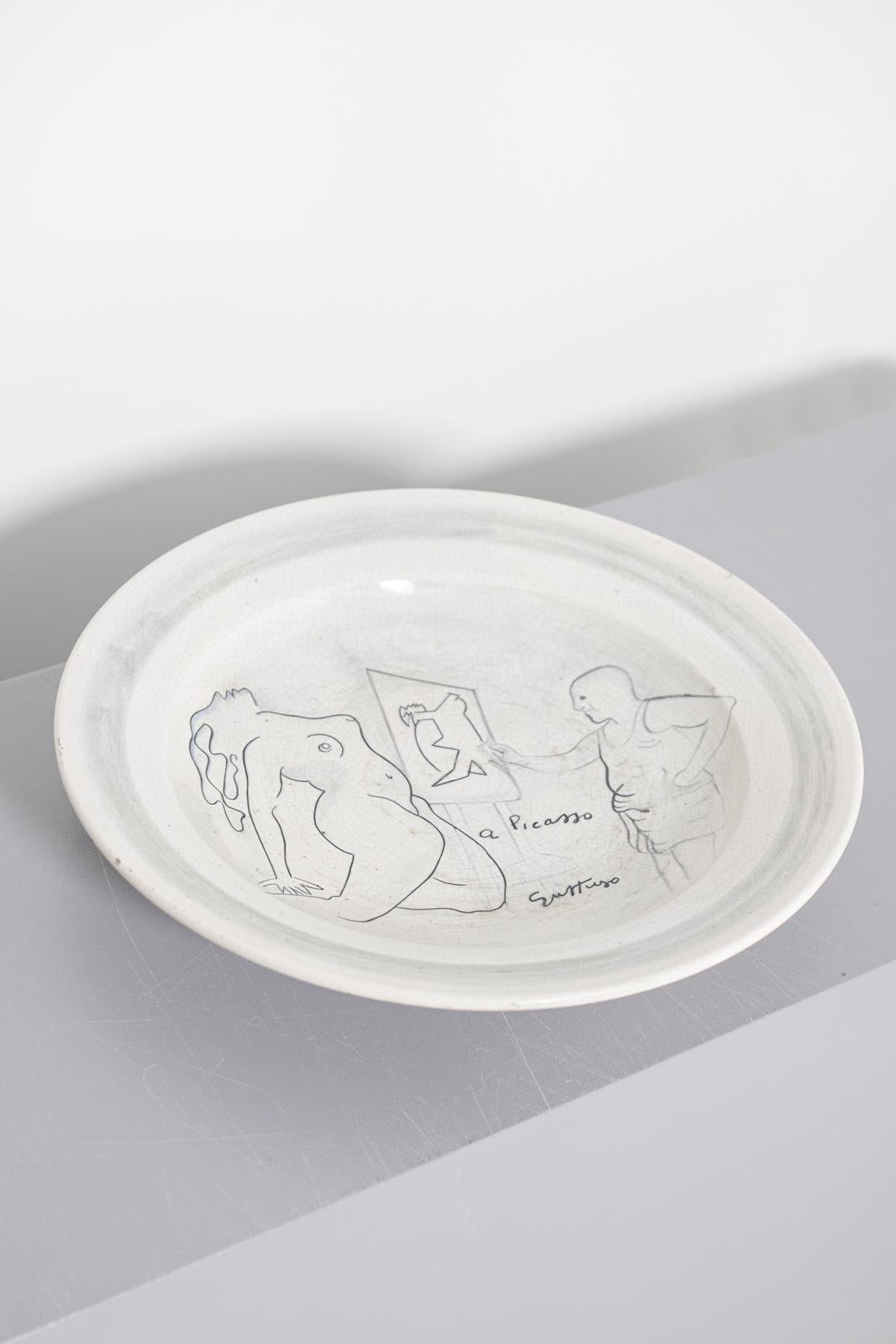 Renato Guttuso Ceramic Centre Dish as a Homage to Picasso, Numerd, 1980s 8