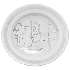 Renato Guttuso Ceramic Centre Dish as a Homage to Picasso, Numerd, 1980s