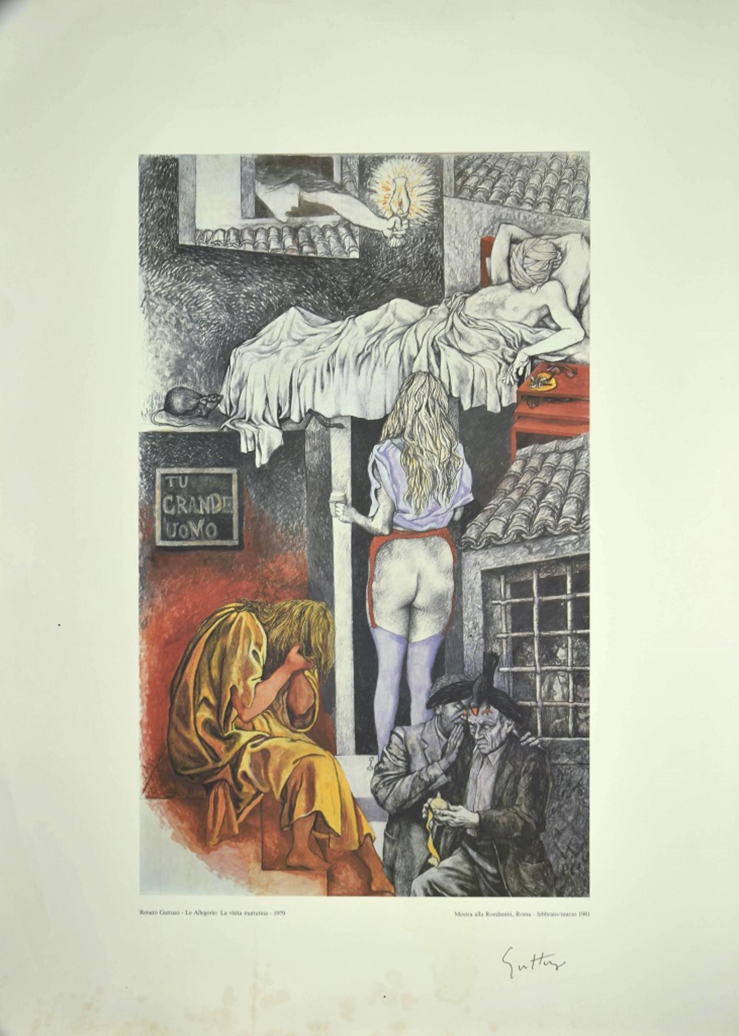 Allegorien: der Morgenbesuch - Original Offset von Renato Guttuso - 1979